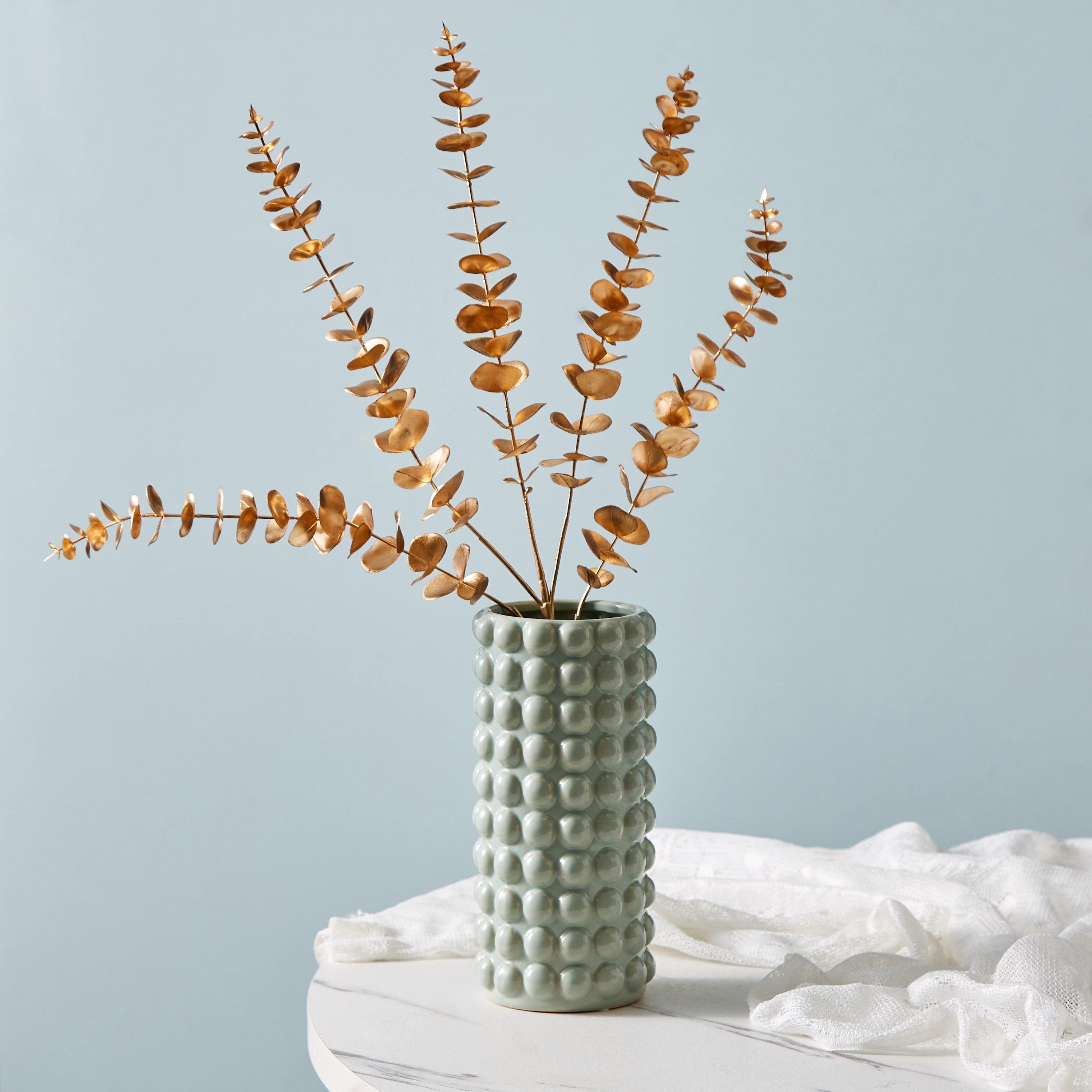 مزهرية سيراميك منفوخة من سانسا - 14x14x31  سم-hbxbedroom-decorandaccessories-vases-image-1
