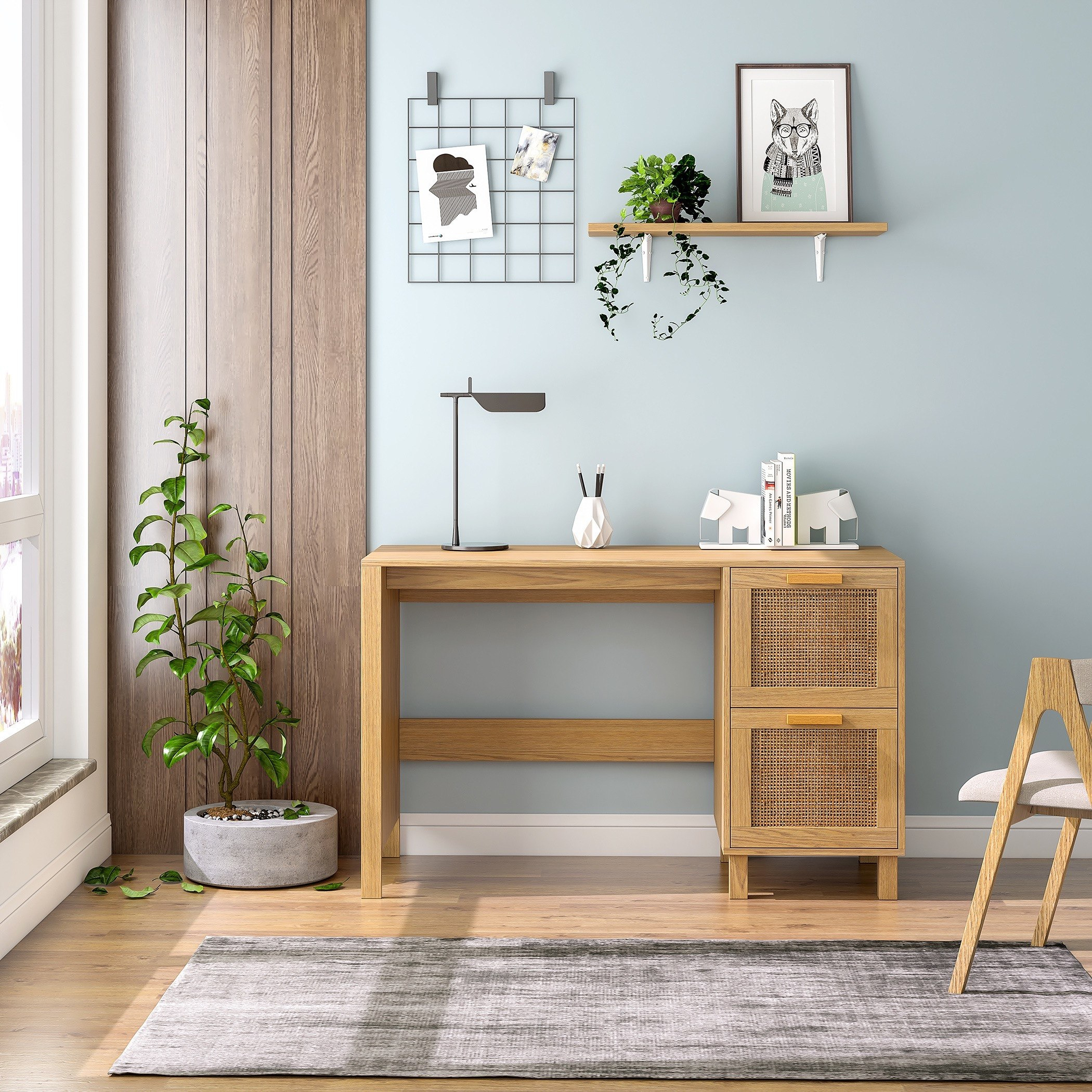 Bali 2-Drawer Study Desk-hbxfurniture-office-desks-image-1