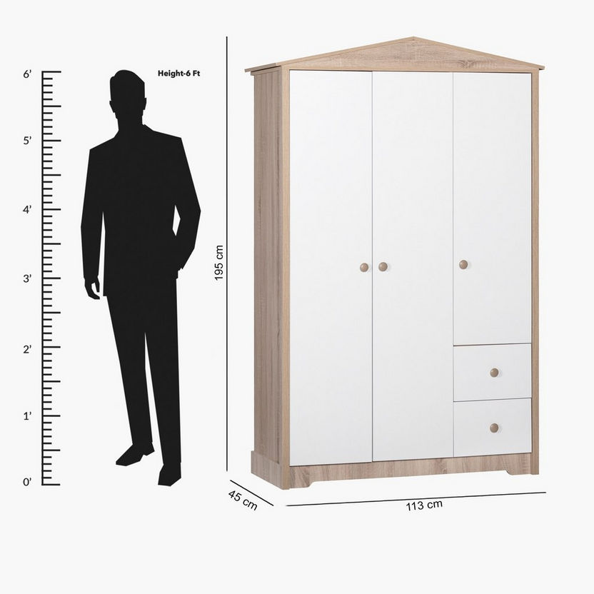 My House 3-Door Wardrobe with 2 Drawers-Wardrobes-image-7