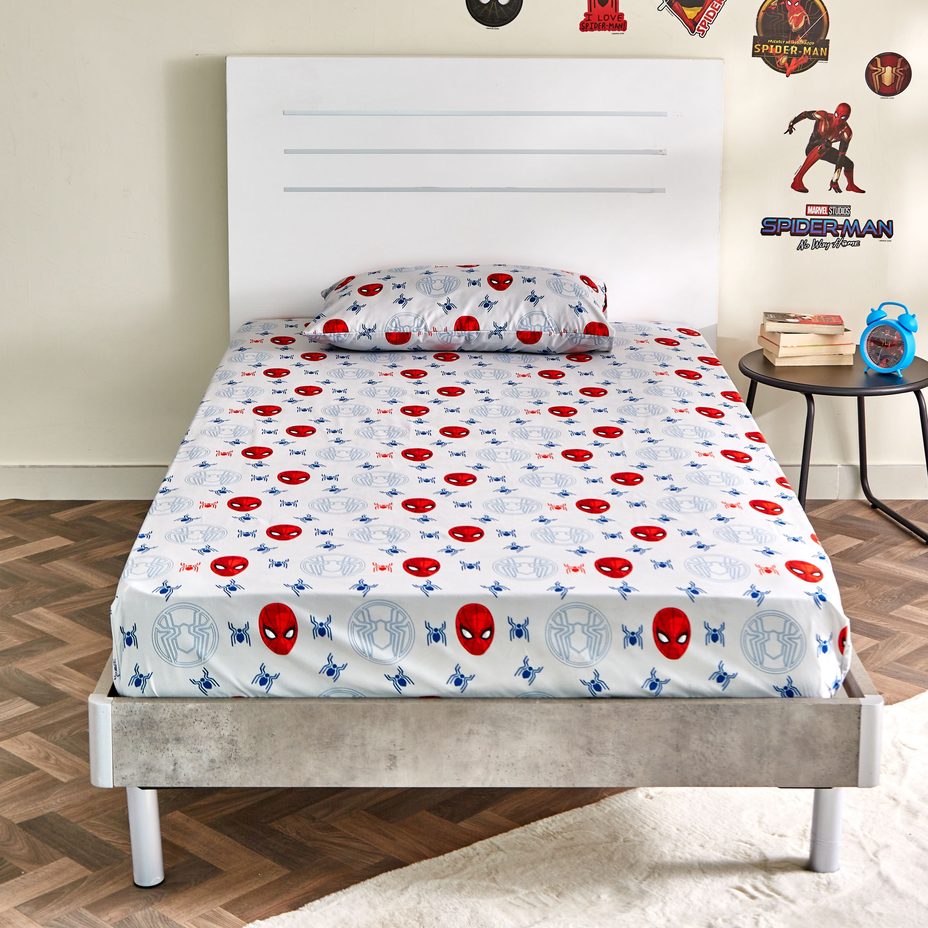 طقم شرشف مطاطي مزدوج قطعتين سبايدر مان - 120x200 سم-hbxhomeware-hbxkidsandyouth-image-2