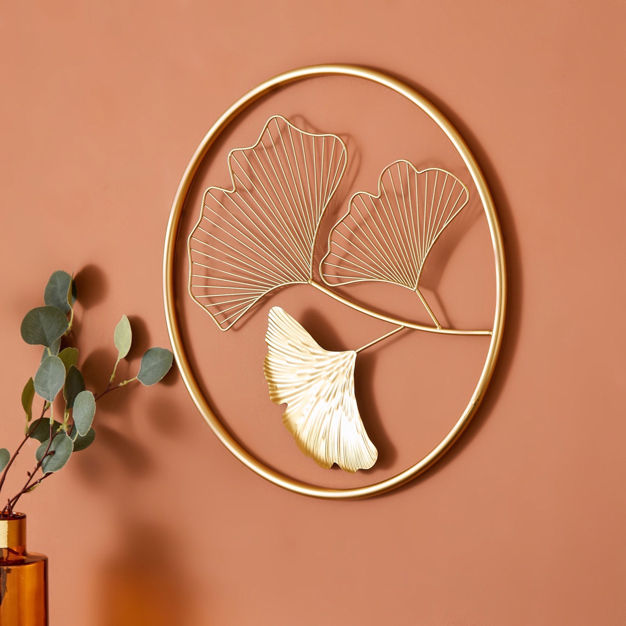 زينة حائط معدنية ورقة جينكو من أدورا - 46x2x46 سم-hbxlivingroom-walldecor-wallart-image-2