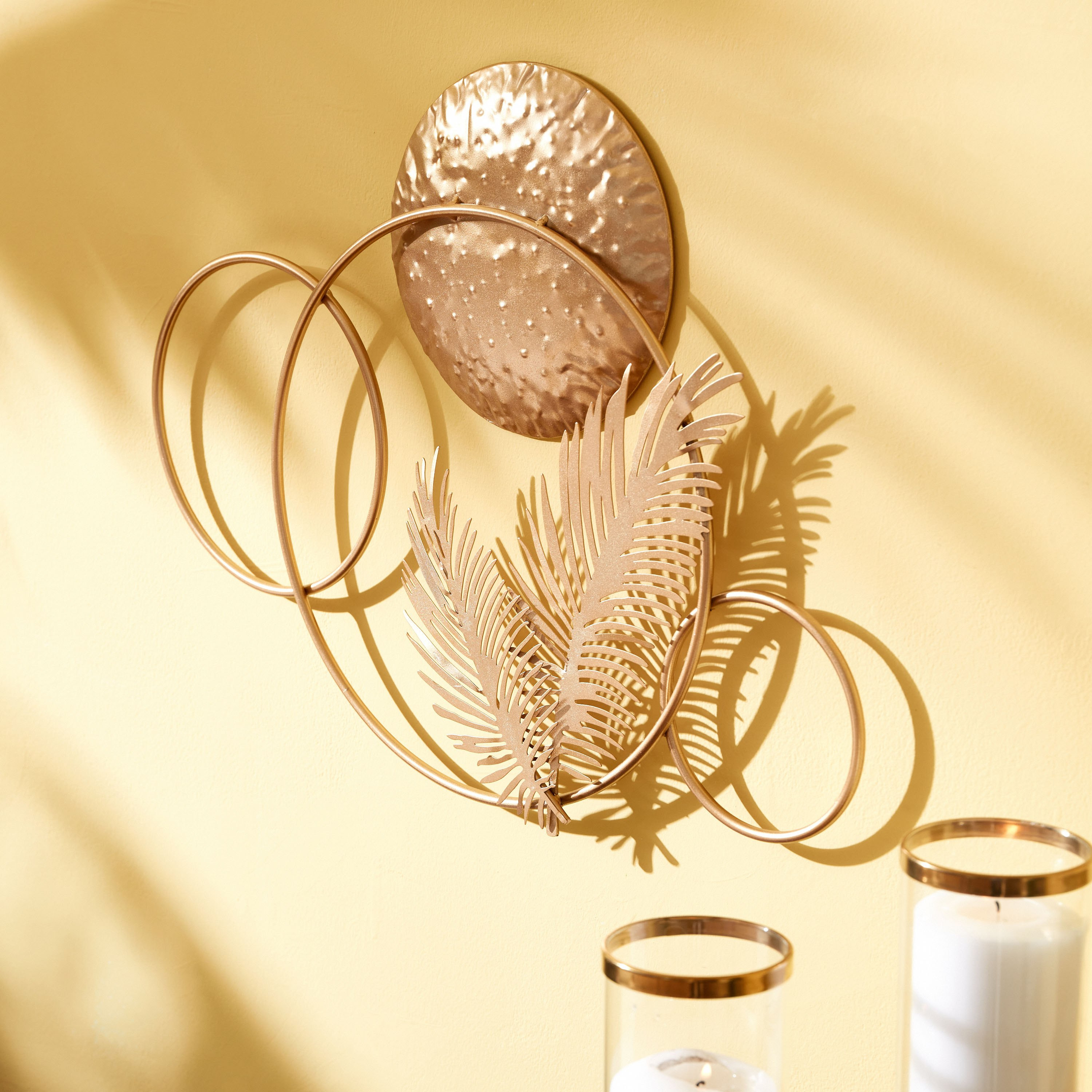 زينة حائط معدن بتصميم ورق شجر من أدورا - 50x2x38 سم-hbxlivingroom-walldecor-wallart-image-2