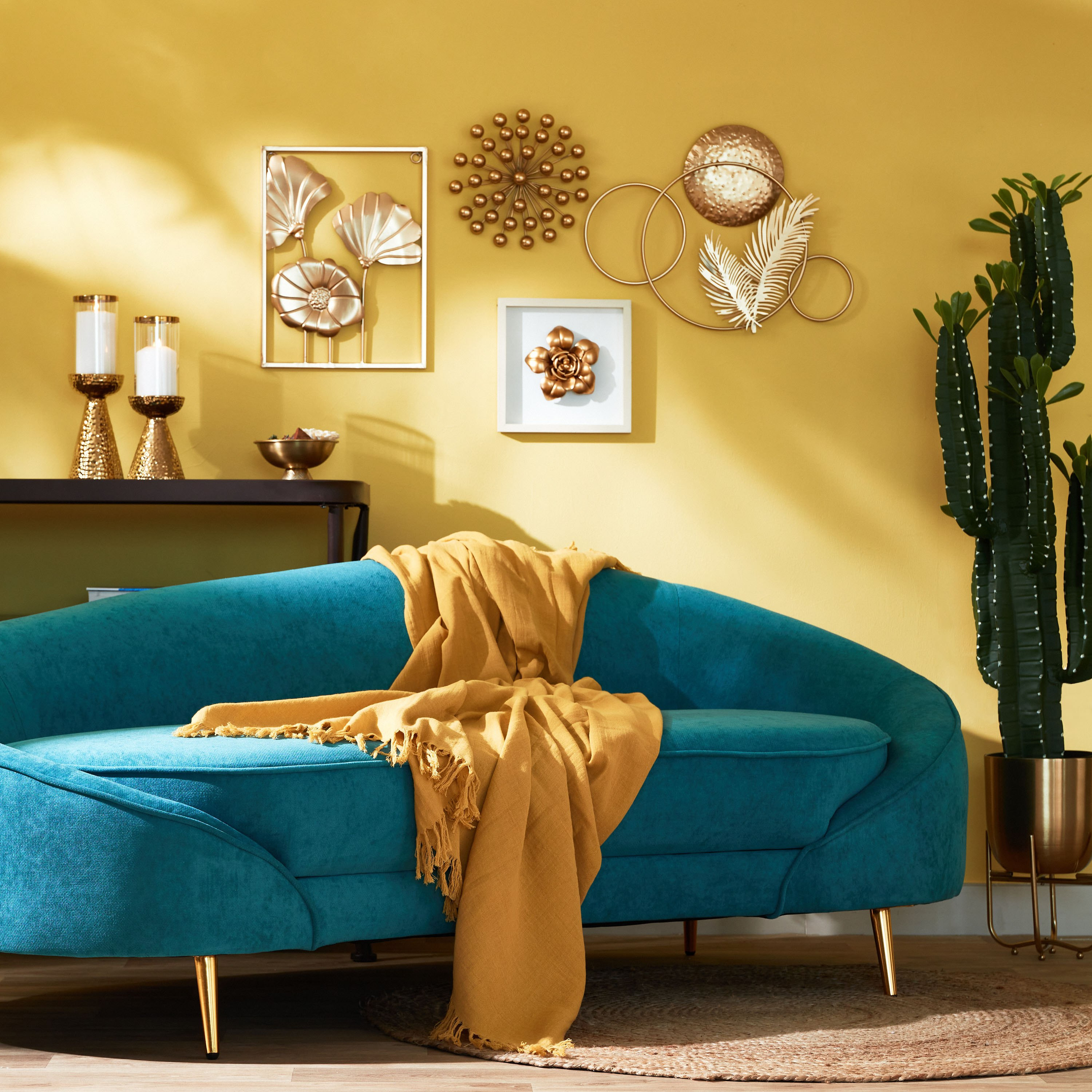 زينة حائط معدن بتصميم ورق شجر من أدورا - 50x2x38 سم-hbxlivingroom-walldecor-wallart-image-5