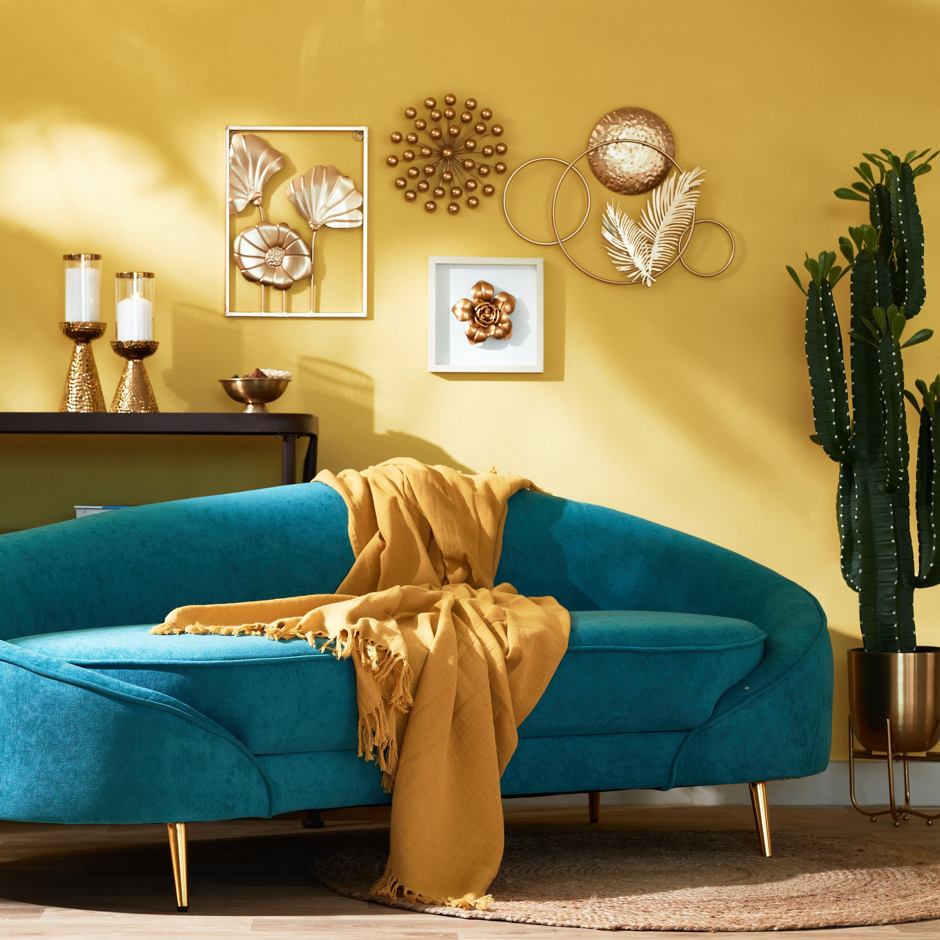 زينة حائط معدنية ورقة لوتس من أدورا - 30x1x40 سم-hbxlivingroom-walldecor-wallart-image-4