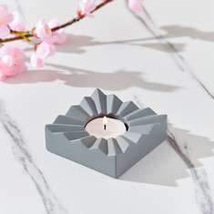 Sterling Square Wave Tealight Holder - 8x8x3 cms
