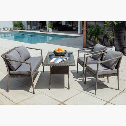 Loretta 2+1+1 Seater Outdoor Cushioned Sofa Set with Coffee Table