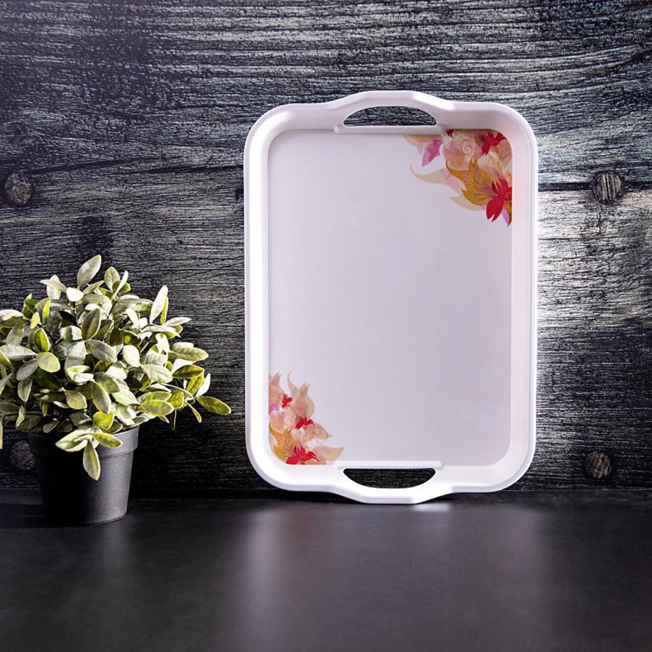 صينية تقديم ميلامين بتصميم زهور الكرنفال ومقابض من رويال - 38 سم-hbxhomeware-hbxkitchen-image-1