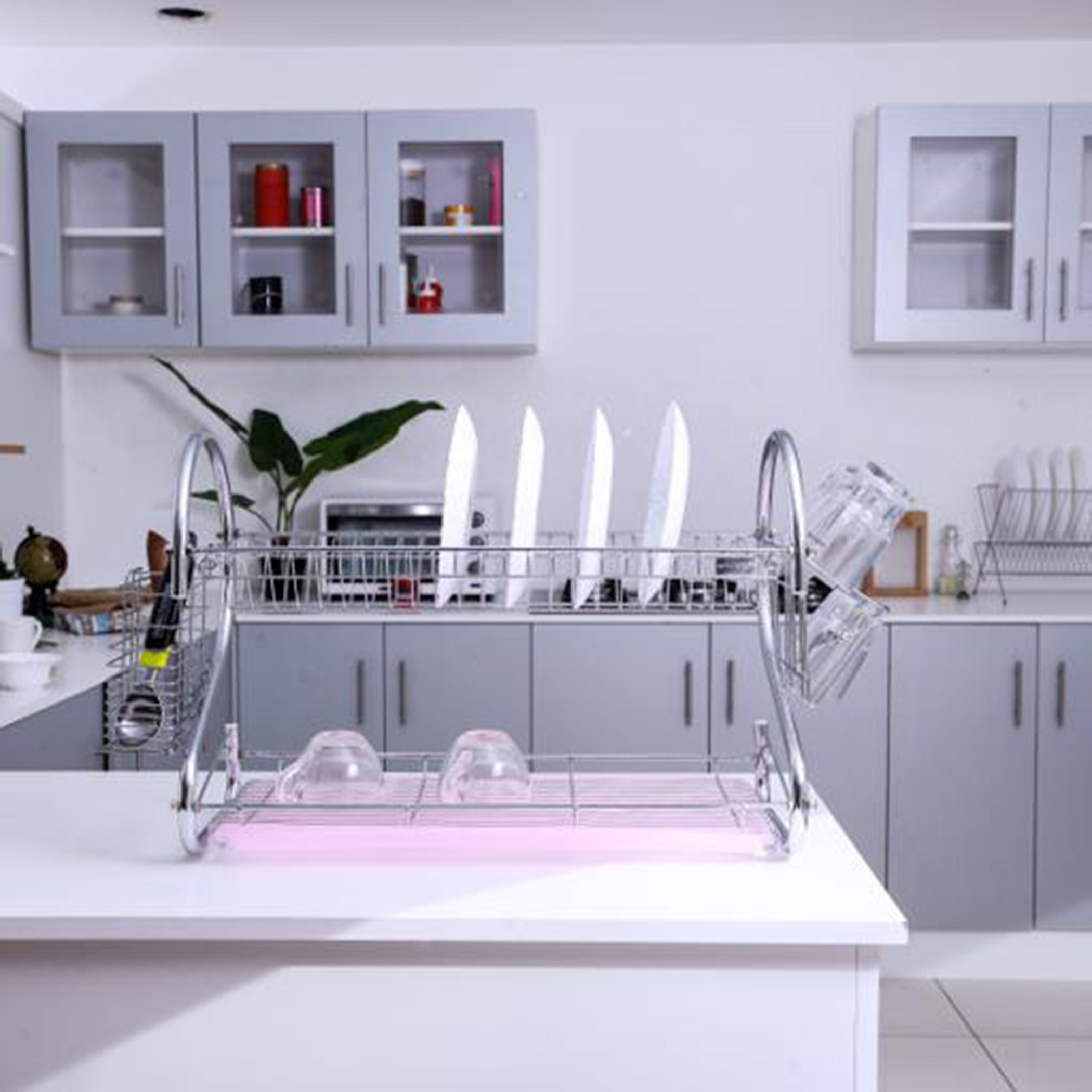 رف صحون ستانليس ستيل مع صينية من رويال - 42.5x11x22.5 سم-hbxkitchen-kitchenware-kitchenaccessories-image-4