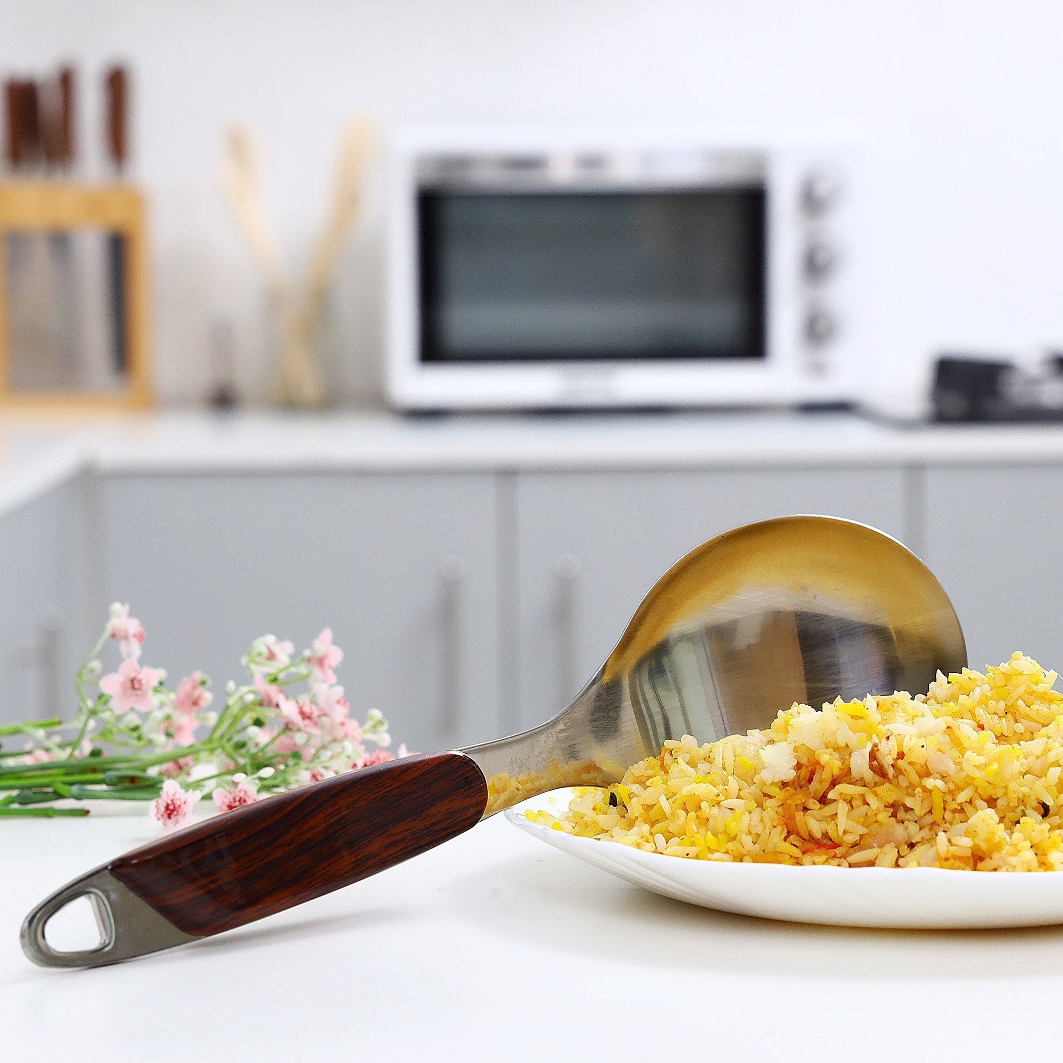 Royal Stainless Steel Rice Spoon with Wooden Handle-hbxhomeware-hbxkitchen-image-2