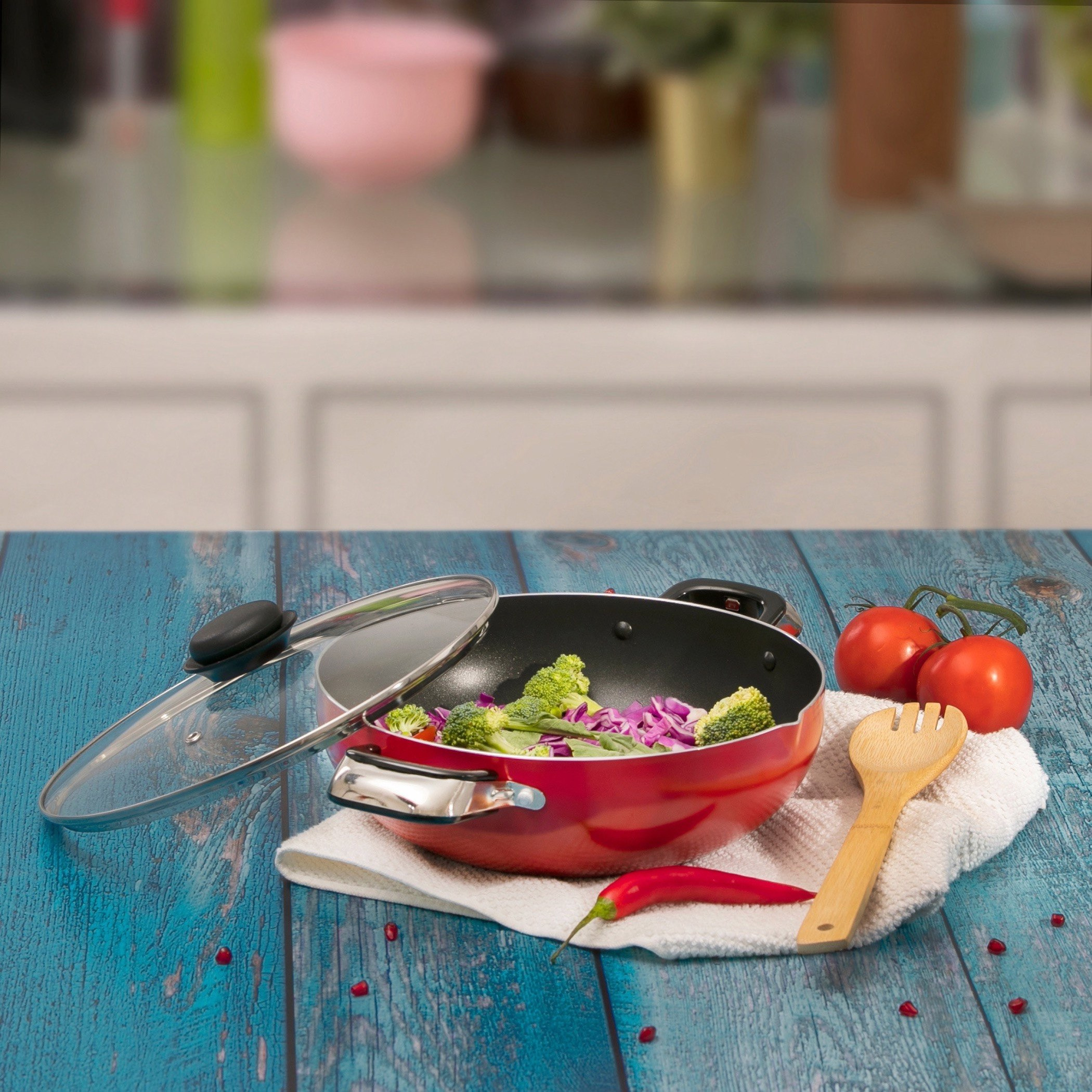 مقلاة ووك بغير لاصقة بغطاء من رويال - 26 سم-hbxkitchen-kitchenware-foodpreparation-image-2