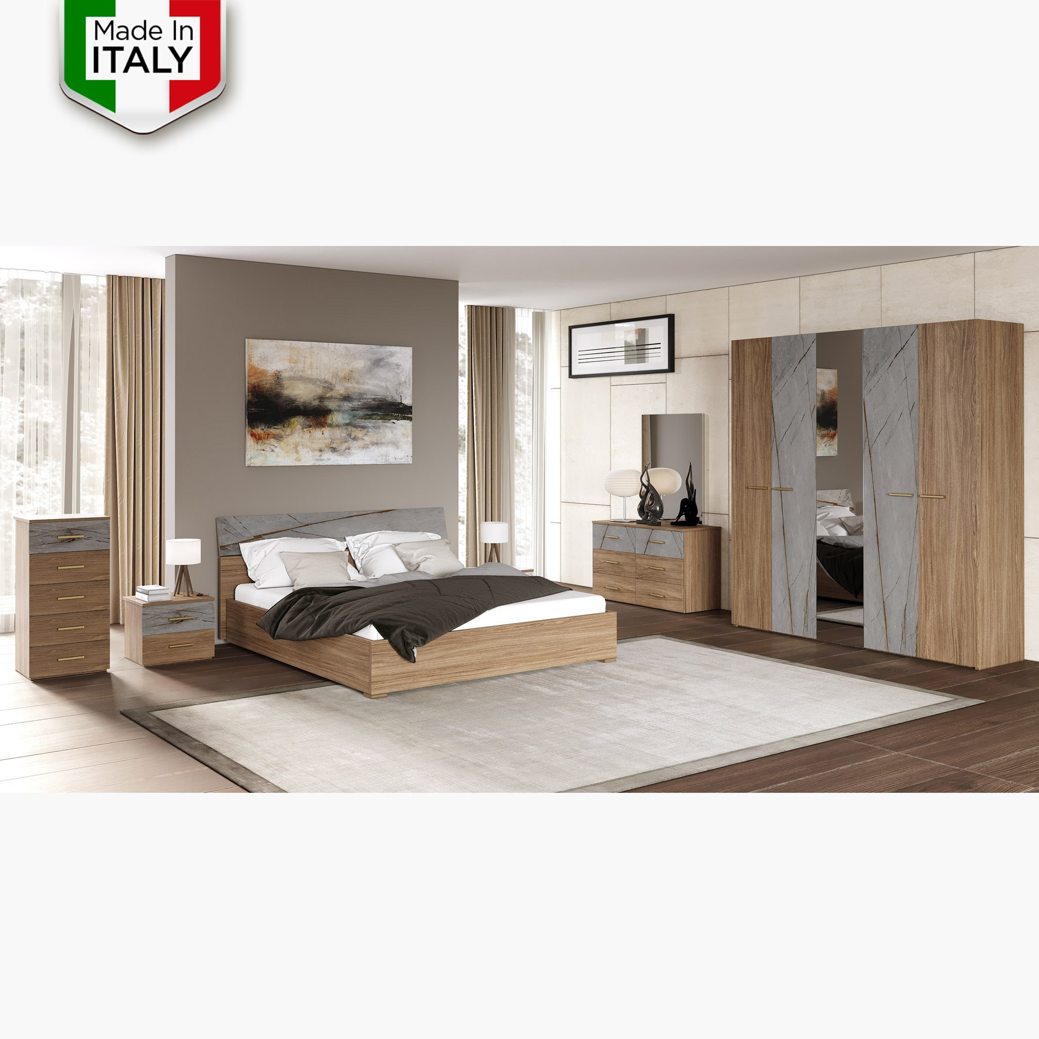 طقم غرفة نوم كينج 5 قطع من فيرو - 180x200 سم-hbxbedroom-bedsandbedsets-bedroomsets-king-image-1