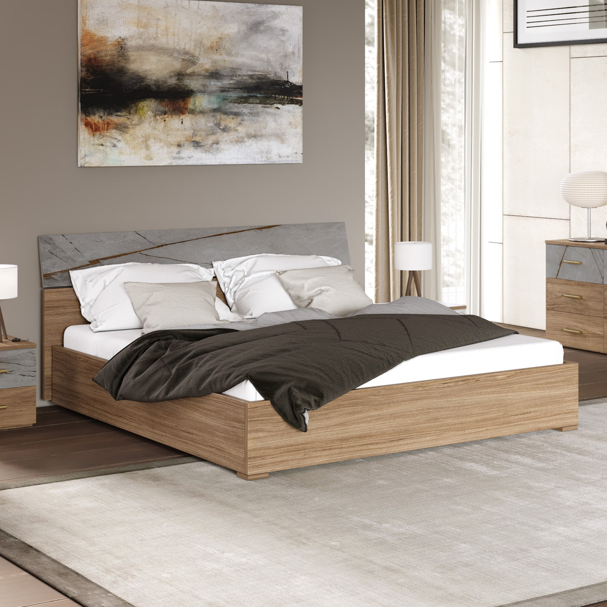 طقم غرفة نوم كينج 5 قطع من فيرو - 180x200 سم-hbxbedroom-bedsandbedsets-bedroomsets-king-image-2