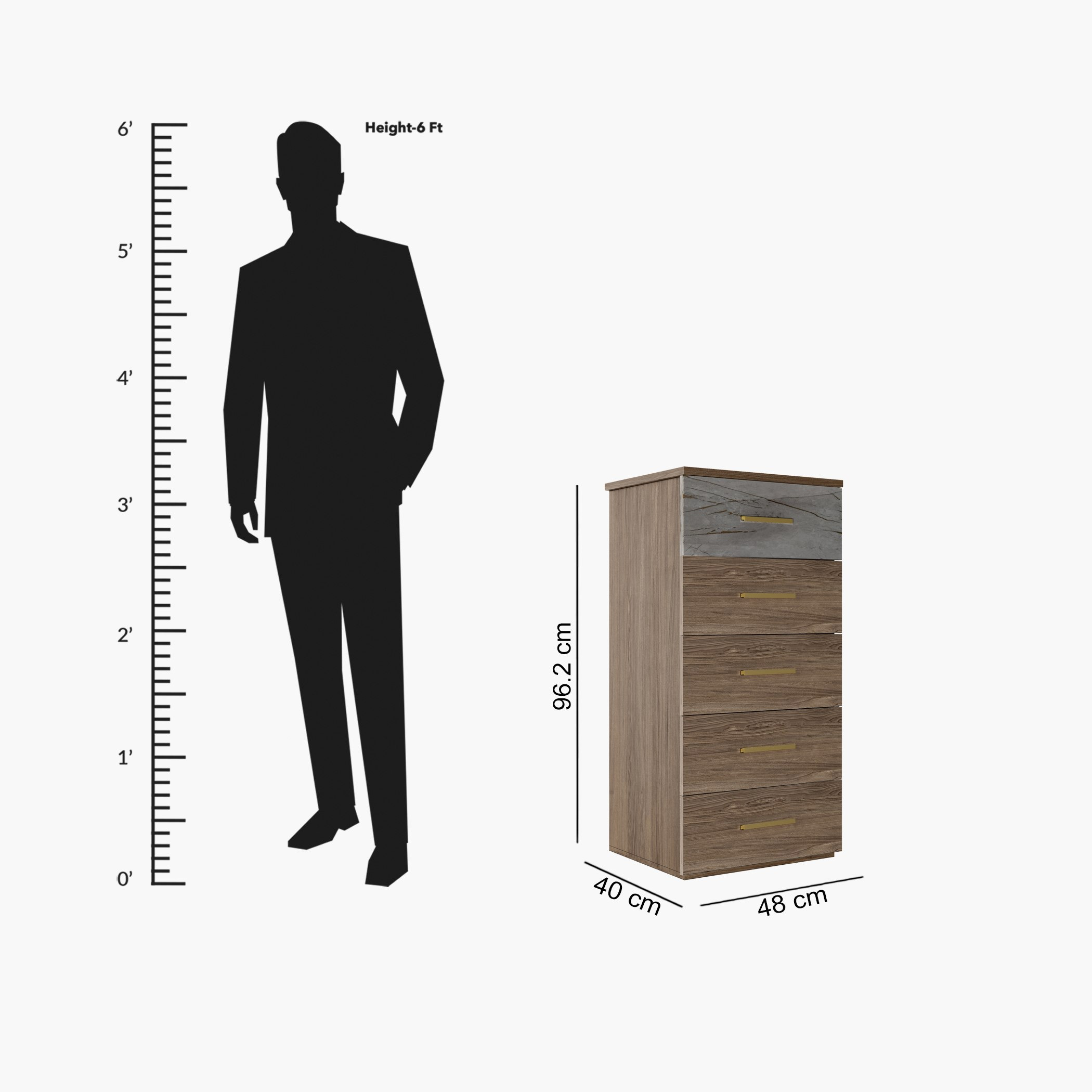وحدة تخزين بـ5 أدراج من فيرو-hbxfurniture-dressersandchests-chestofdrawers-image-6