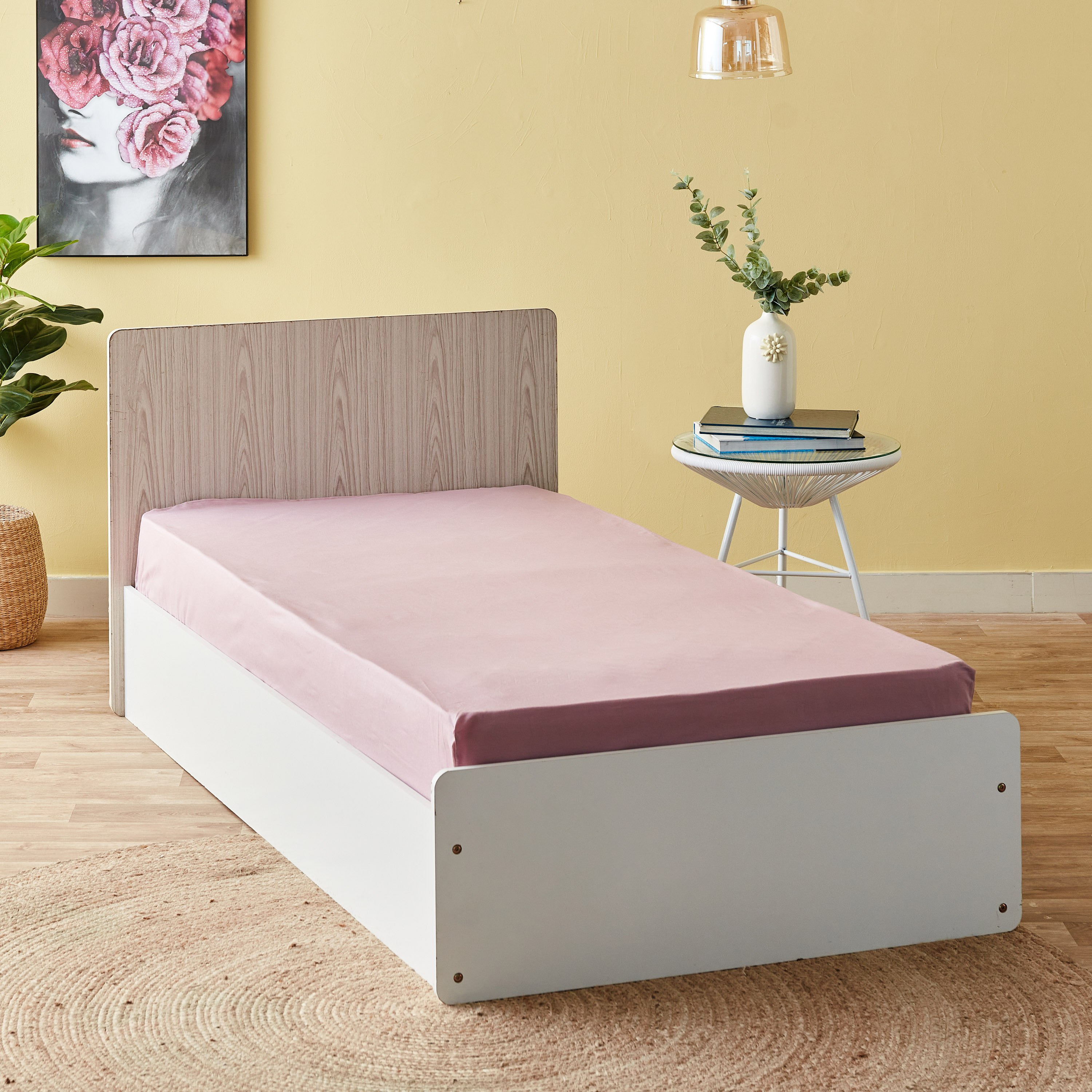 شرشف مطاطي قطن فردي سادة من ويلينجتون - 90x200+25 سم-hbxhomeware-hbxbedroom-image-1