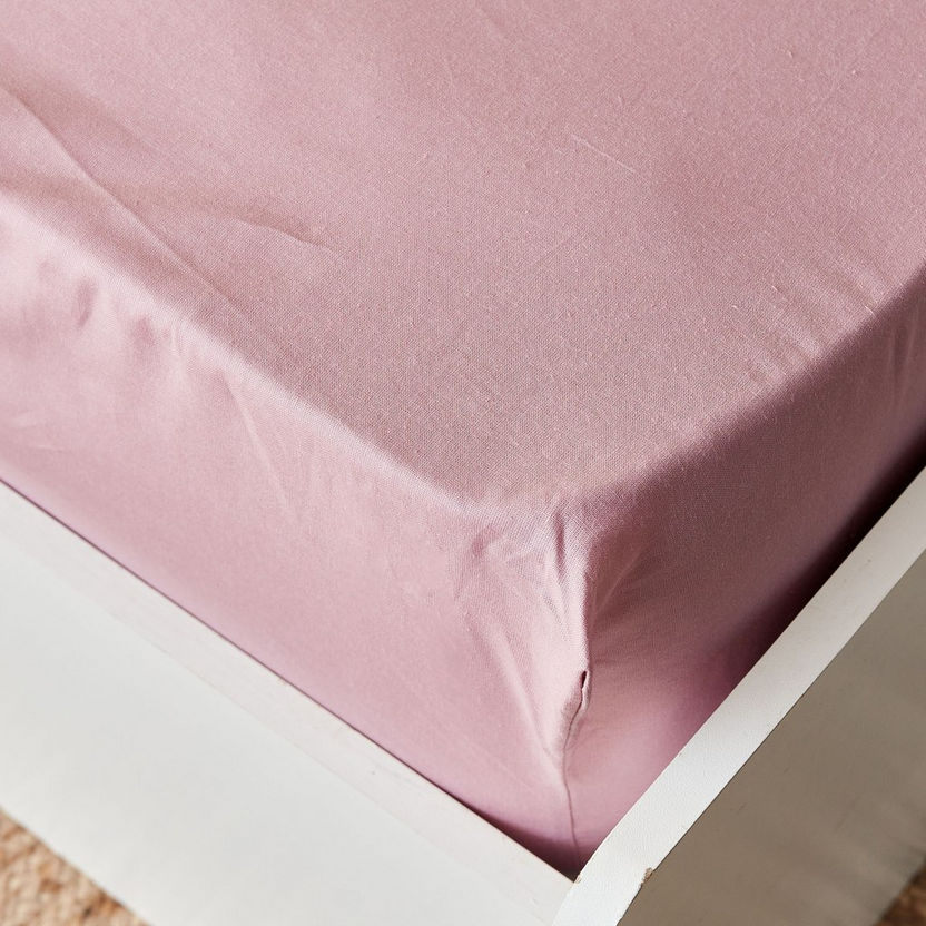 Wellington Solid Cotton Single Fitted Sheet - 90x200+25 cm-Sheets and Pillow Covers-image-3