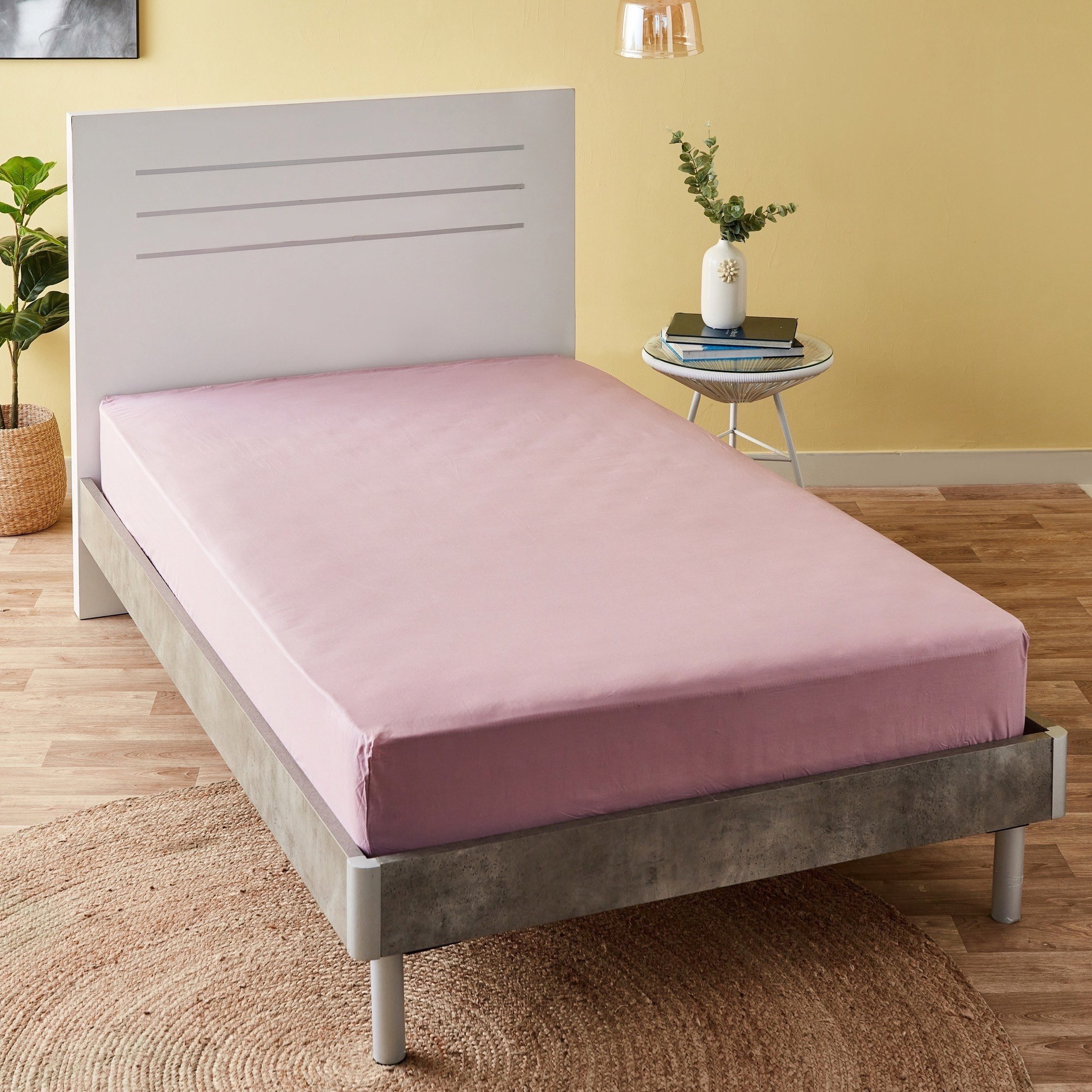 شرشف مطاطي قطن مزدوج سادة من ويلينجتون - 120x200+25 سم-hbxhomeware-hbxbedroom-image-1