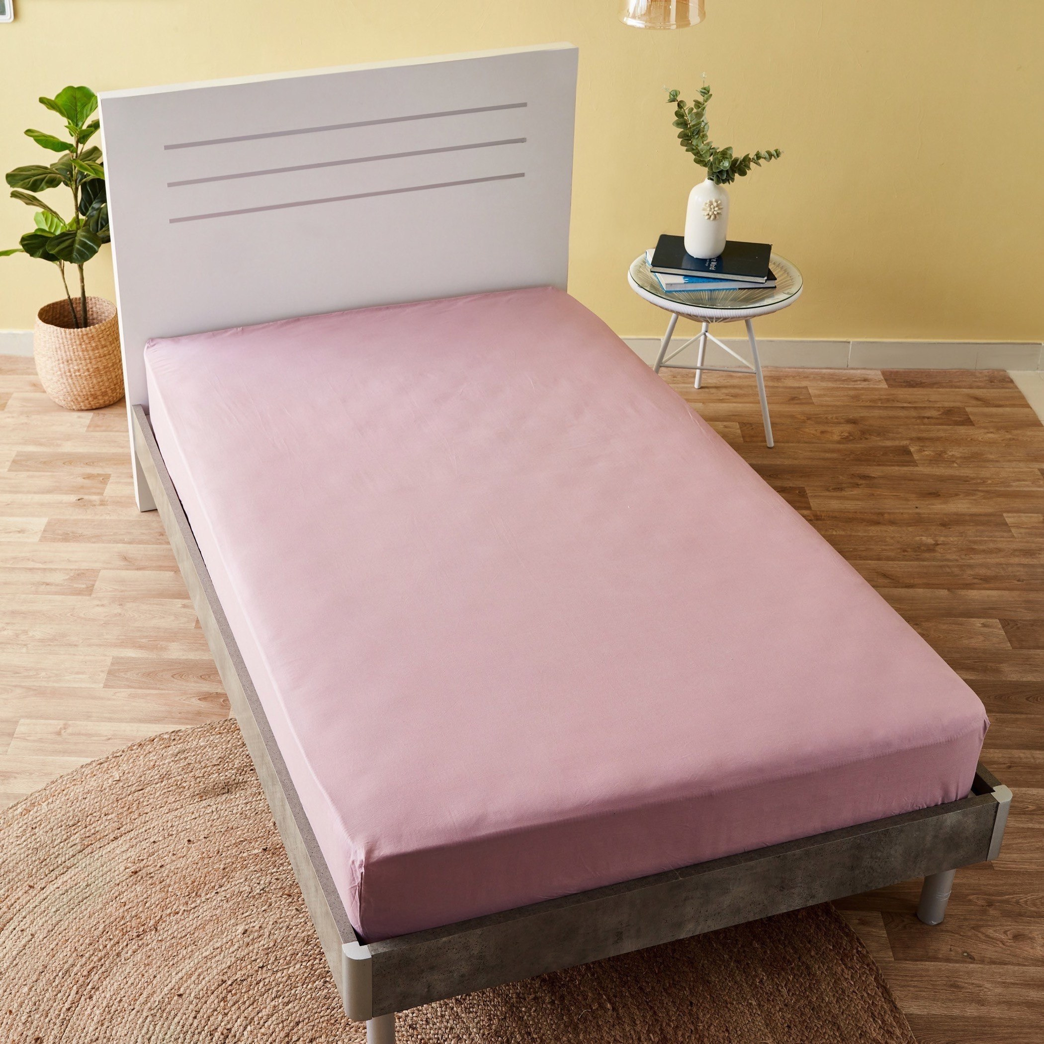 شرشف مطاطي قطن مزدوج سادة من ويلينجتون - 120x200+25 سم-hbxhomeware-hbxbedroom-image-4