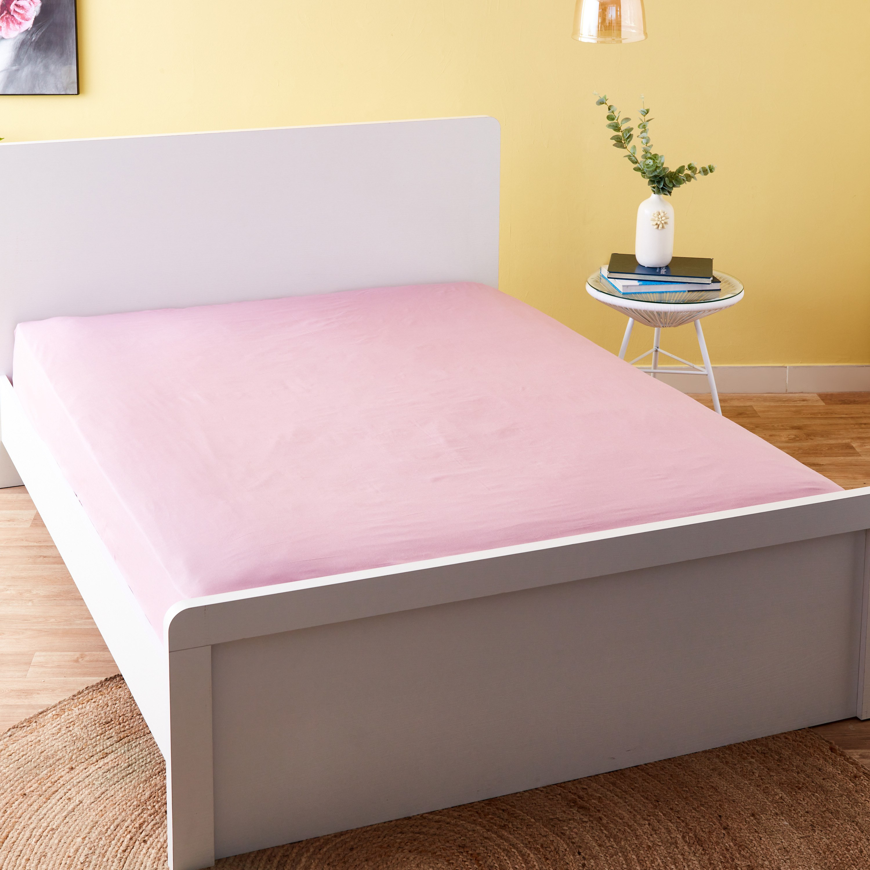 شرشف مطّاطي كوين قطني سادة من ويلينجتون - 150x200+25 سم-hbxhomeware-hbxbedroom-image-1