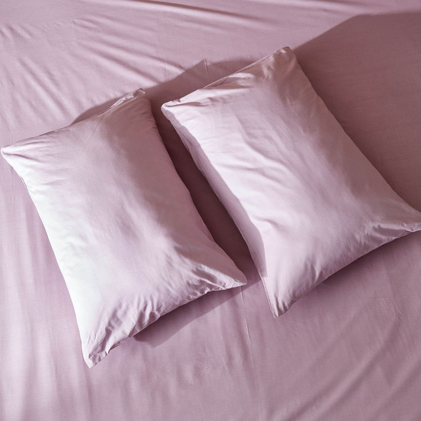 Wellington 2-Piece Solid Cotton Pillow Cover Set - 50x75 cm-Sheets and Pillow Covers-image-1
