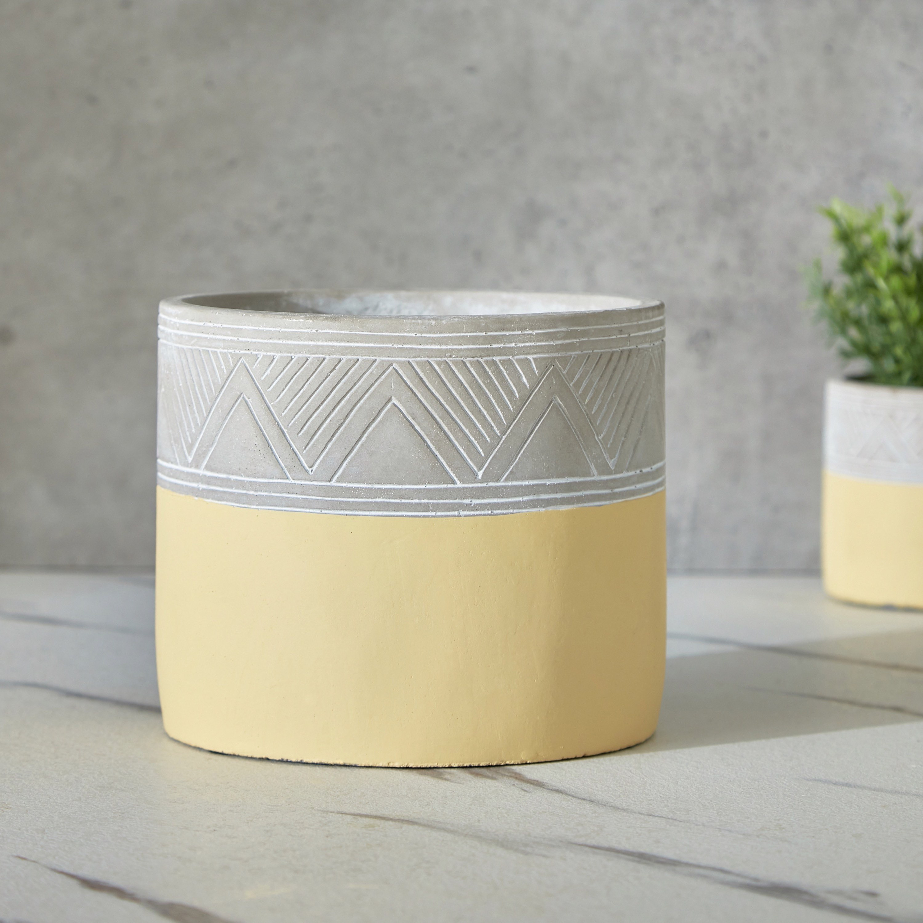 Olive Double Tone Cement Garden Pot - 17x17x15 cm-hbxdecorandfurnishings-homeaccessories-artificialflowersandplants-image-1