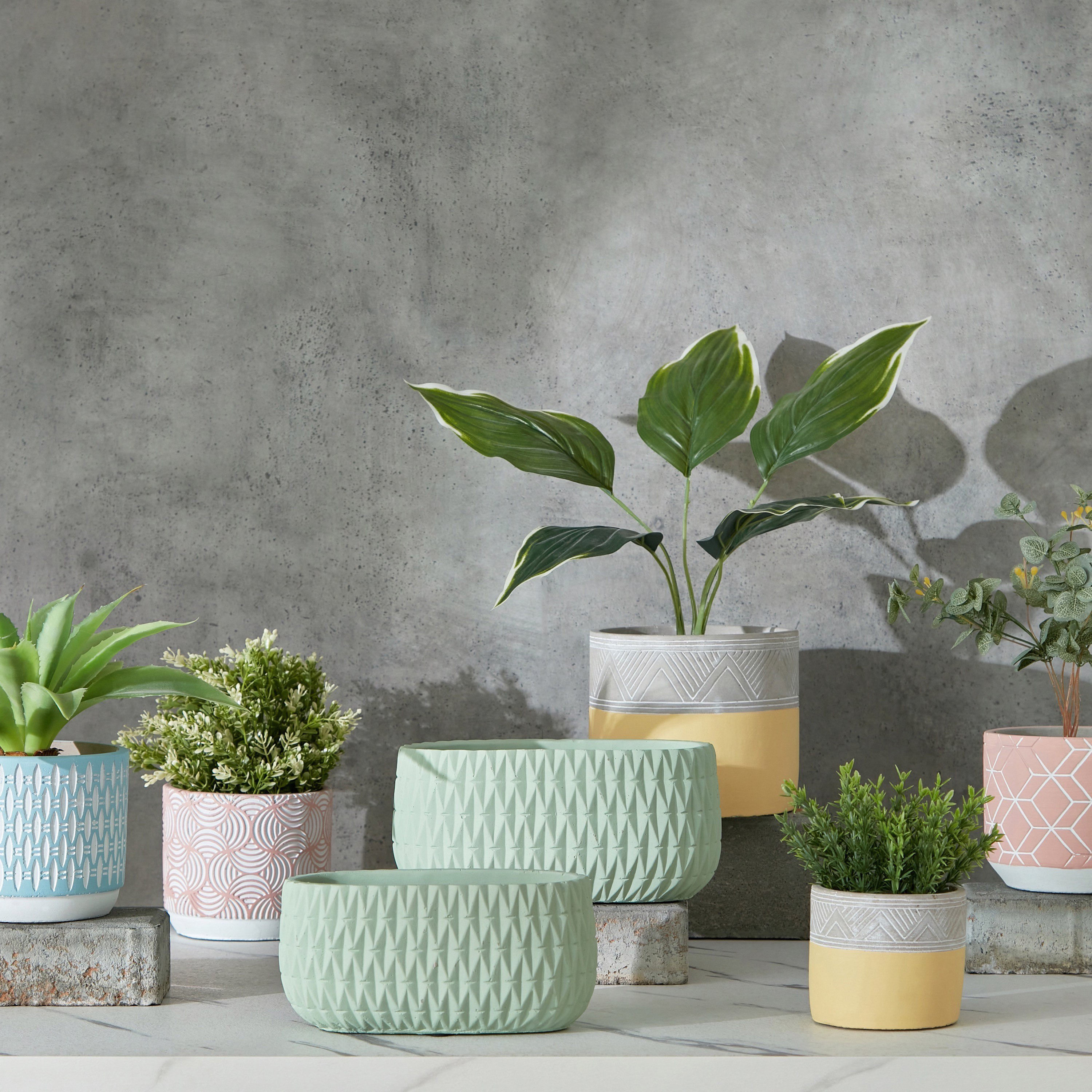 إناء حديقة من الإسمنت مزدوج اللون من أوليف - 10x10x9 سم-hbxdecorandfurnishings-homeaccessories-artificialflowersandplants-image-4