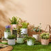Olive Floral Pattern Etched Cement Garden Pot -14x14x12 cm-Planters and Urns-thumbnailMobile-3