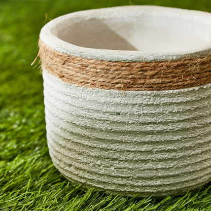 Olive Cement Garden Pot with Rope - 14x14x12 cms