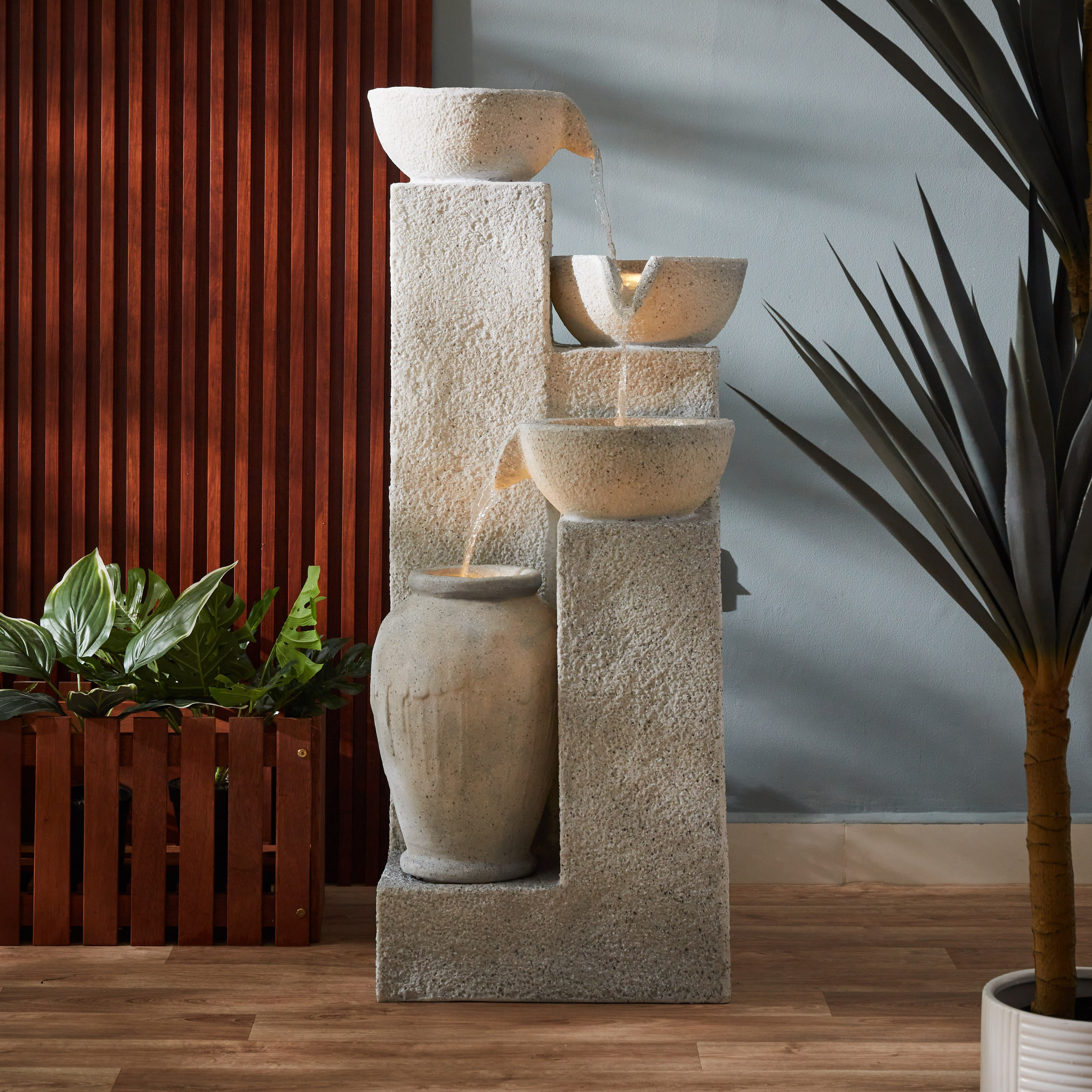 نافورة مياه حديقة خارجية كبيرة بإضاءة إل إي دي - 51x49x111 سم-hbxhomeware-gardenandoutdoor-outdoorfountain-image-1