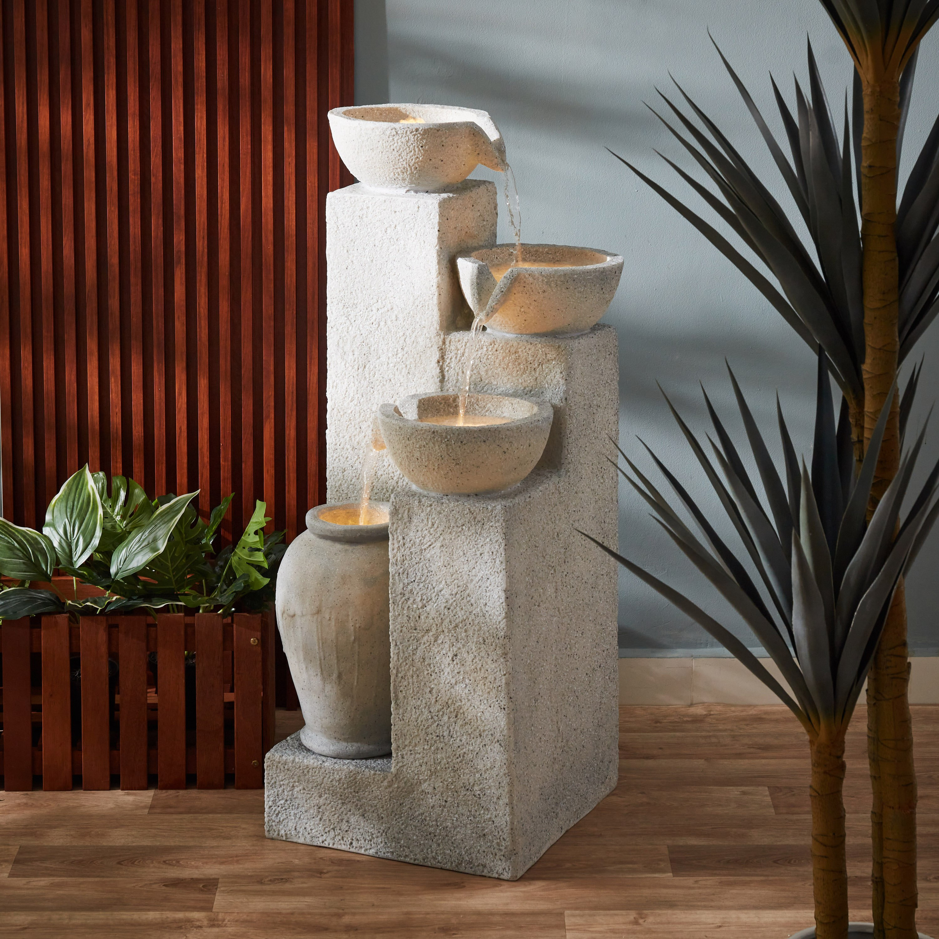 نافورة مياه حديقة خارجية كبيرة بإضاءة إل إي دي - 51x49x111 سم-hbxhomeware-gardenandoutdoor-outdoorfountain-image-2
