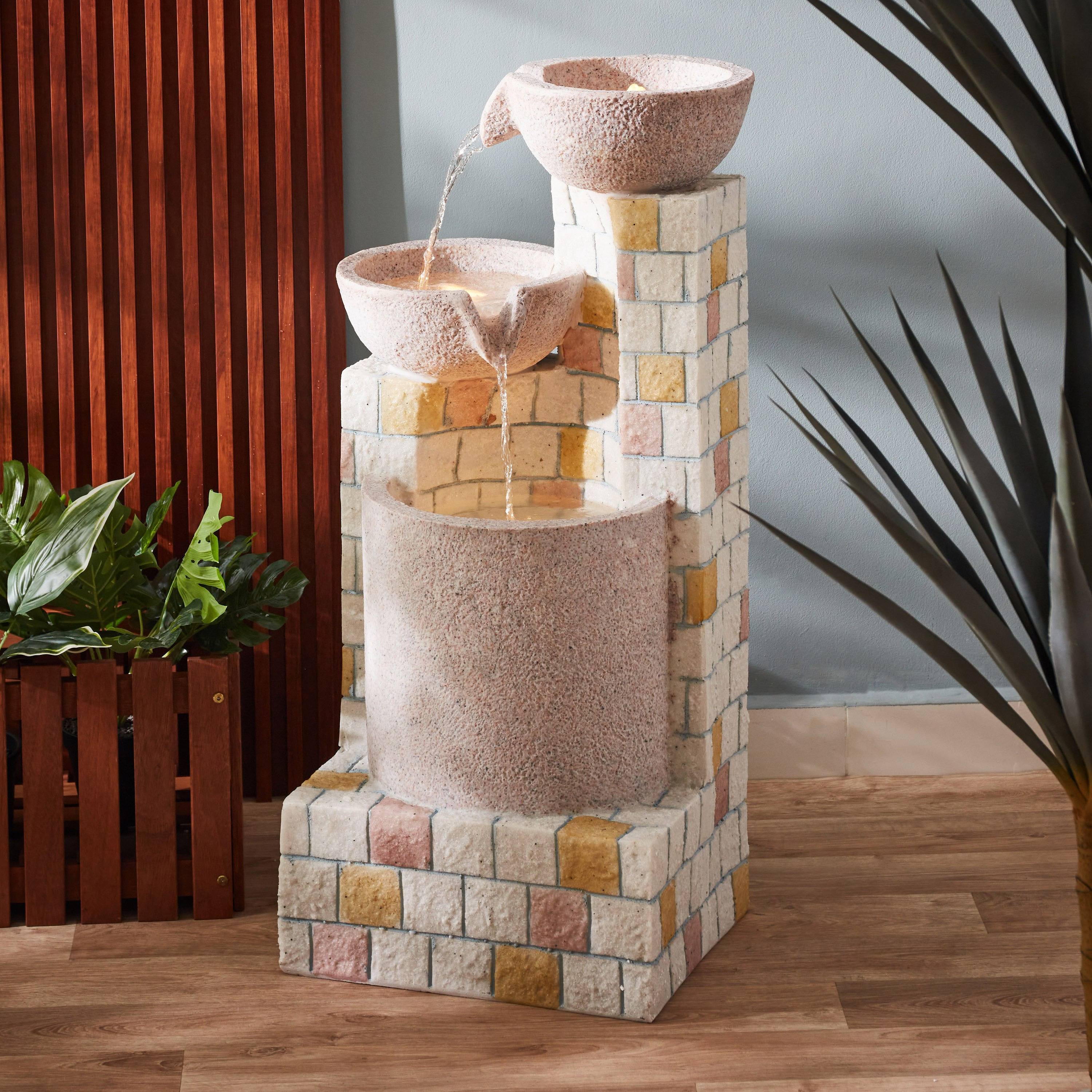 نافورة مياه حديقة خارجية كبيرة بإضاءة إل إي دي - 49x41x95 سم-hbxhomeware-gardenandoutdoor-outdoorfountain-image-2