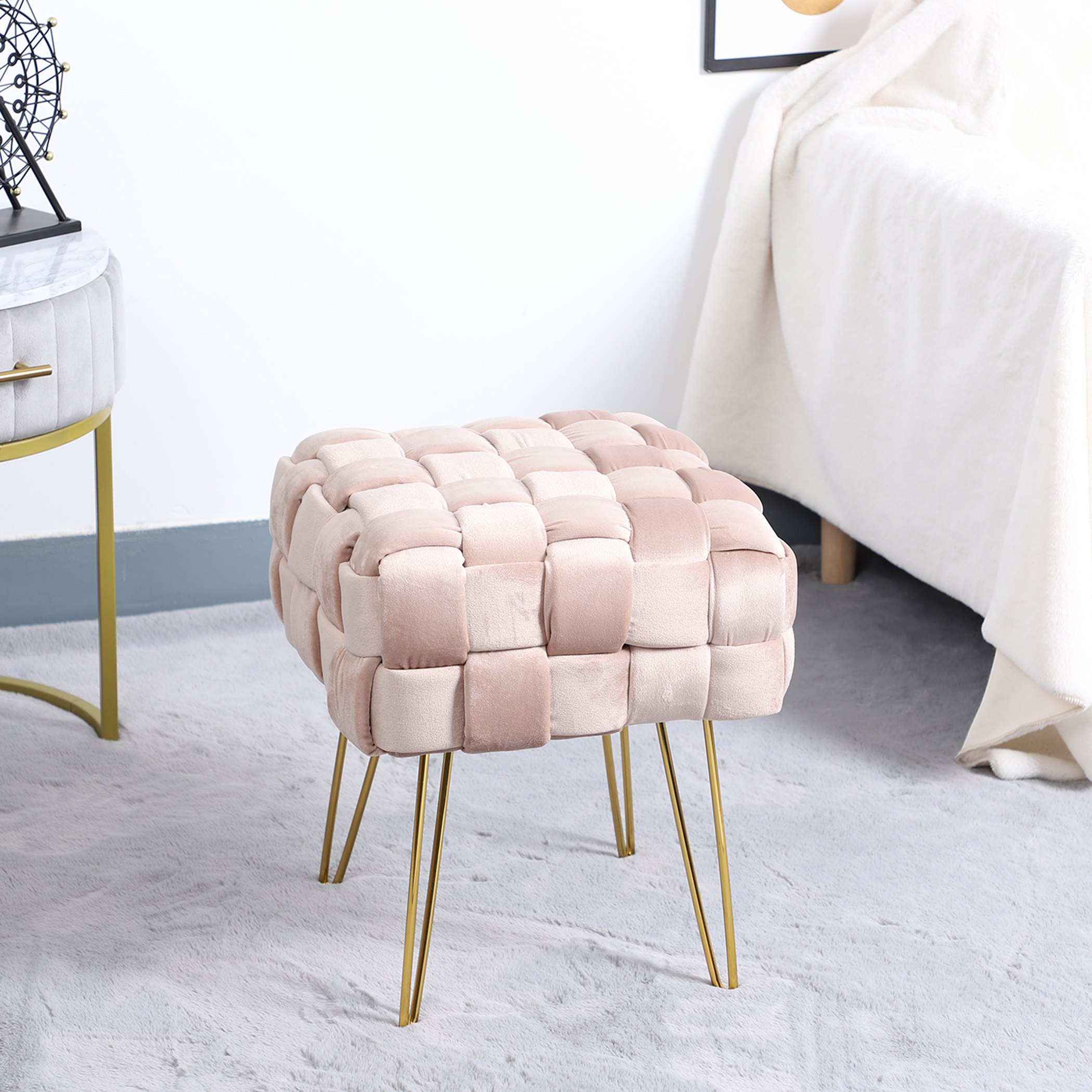 مقعد مخملي من دوريس - 38x38x44.5 سم-hbxlivingroom-sofasandarmchairs-ottomansandfootstools-image-1