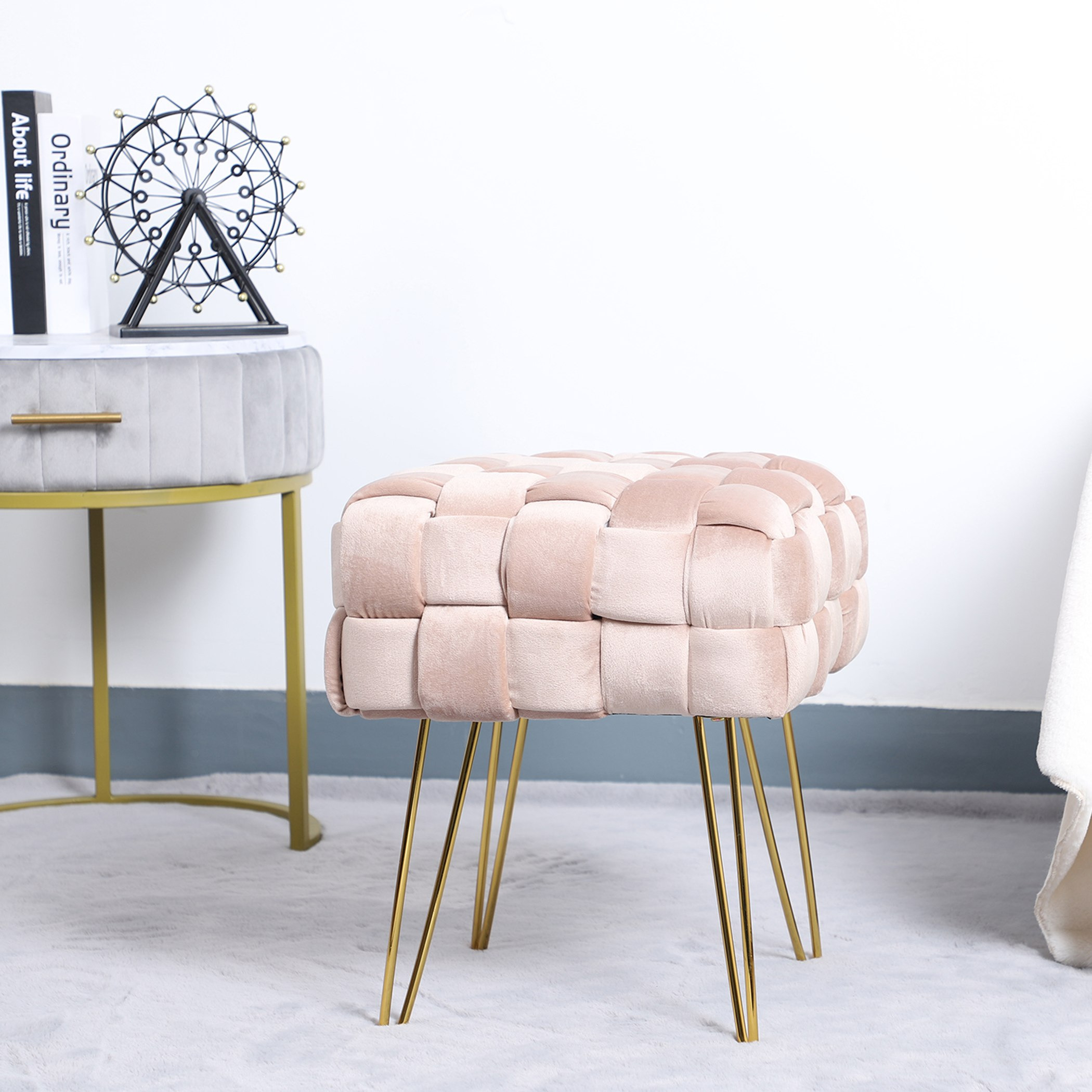 مقعد مخملي من دوريس - 38x38x44.5 سم-hbxlivingroom-sofasandarmchairs-ottomansandfootstools-image-2