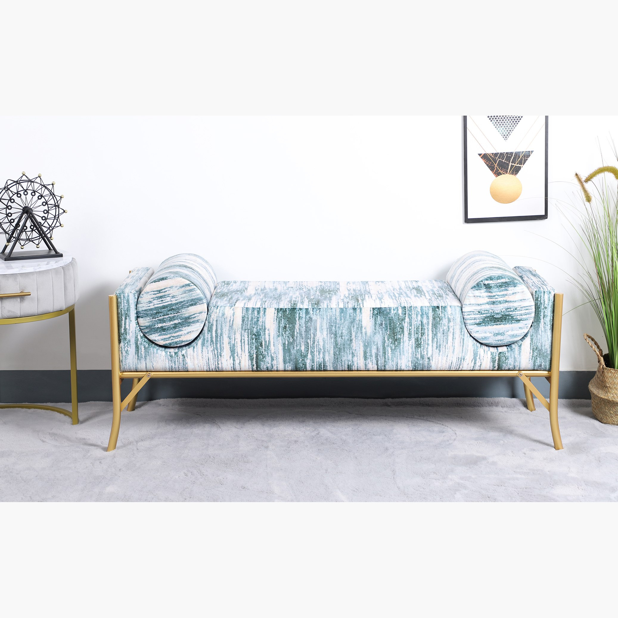 مقعد بنش بطبعات من بريجينز - 124x44x45 سم-hbxfurniture-sofasandarmchairs-benches-image-1