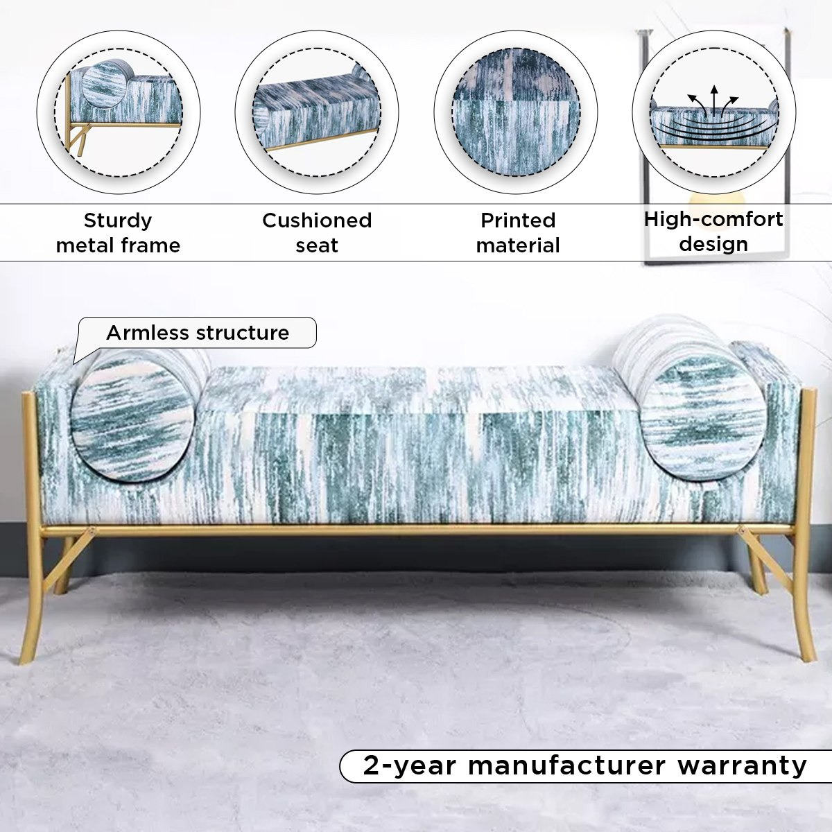 مقعد بنش بطبعات من بريجينز - 124x44x45 سم-hbxfurniture-sofasandarmchairs-benches-image-4
