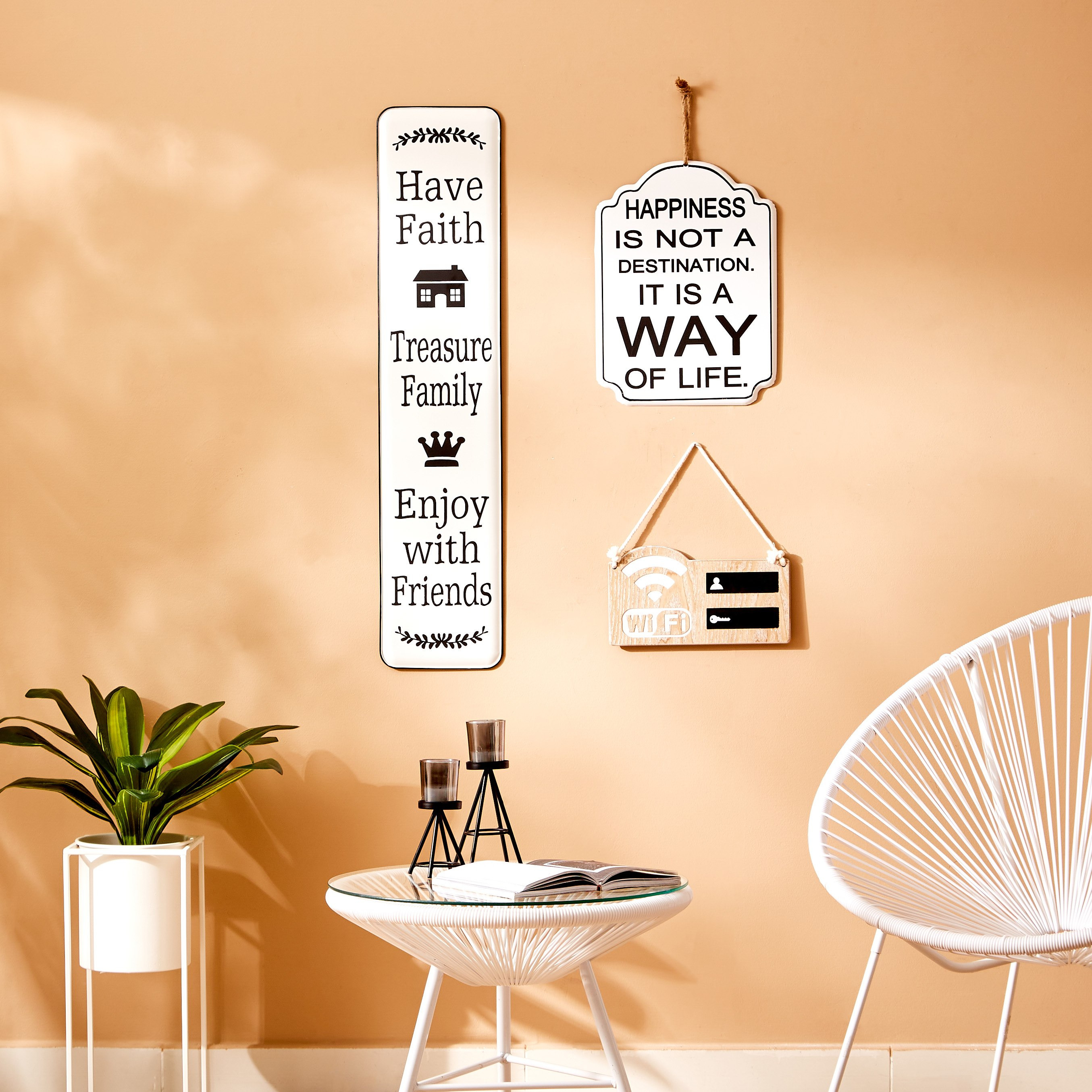 زينة حائط معدنية بتصميم هابينس من فالينتينا - 30x2x40 سم-hbxdiningroom-walldecor-wallart-image-4