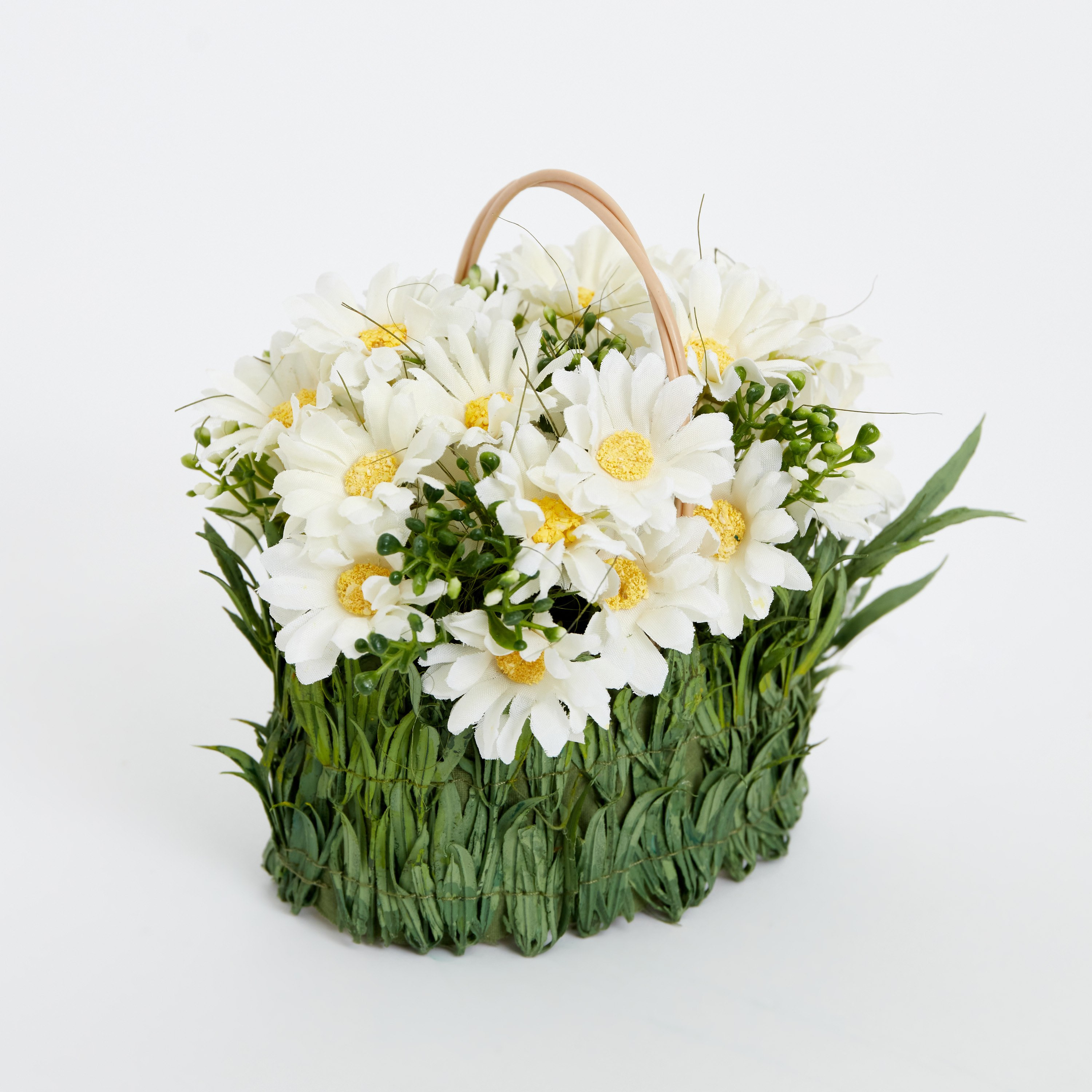 زهور أقحوان في سلة عشبية من آريس - 17x12x16 سم-hbxdecorandfurnishings-homeaccessories-artificialflowersandplants-image-6