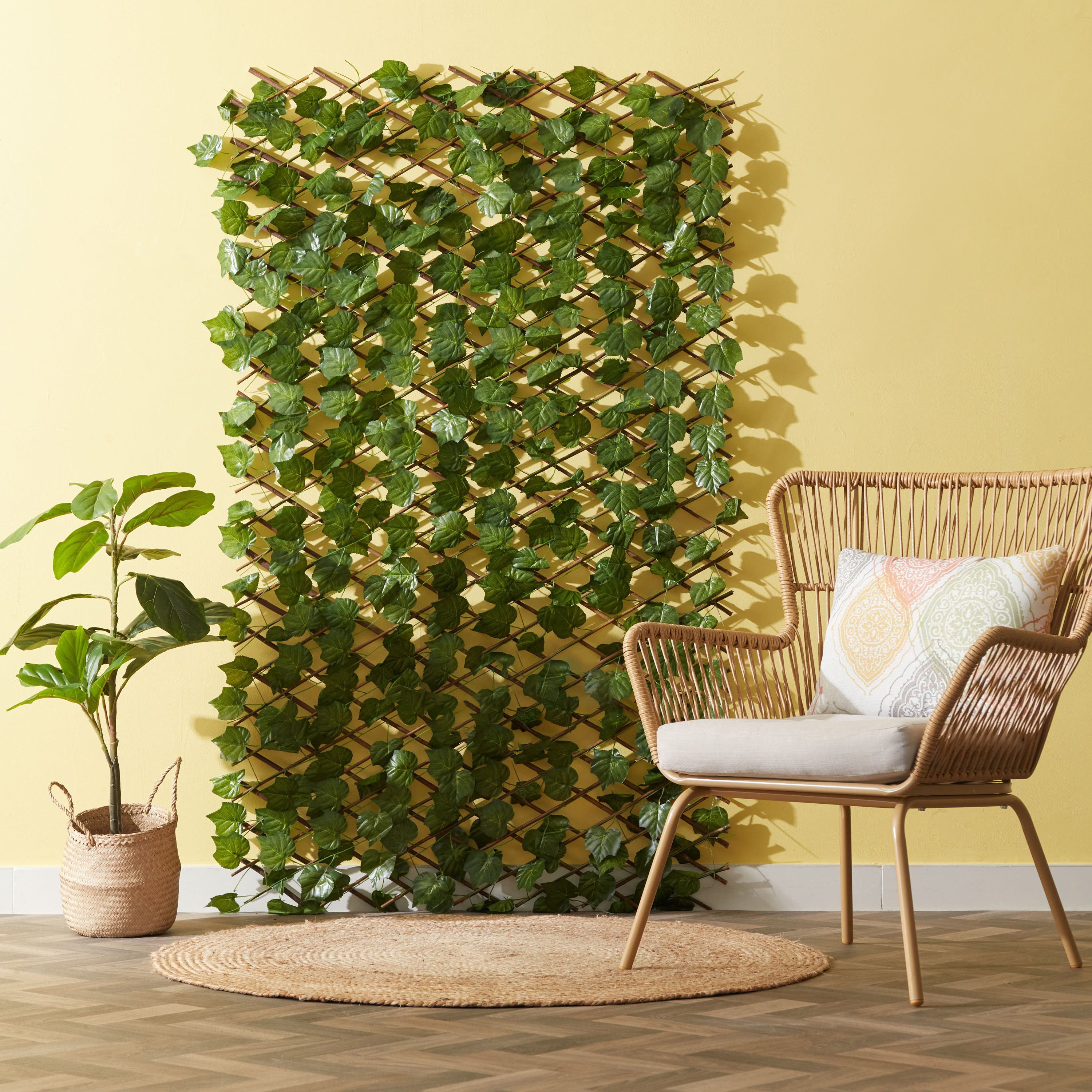 سياج صفصاف ورق عنب صناعي من البوليستر من ميدوو - 200x100x6 سم-hbxdecorandfurnishings-homeaccessories-artificialflowersandplants-image-4