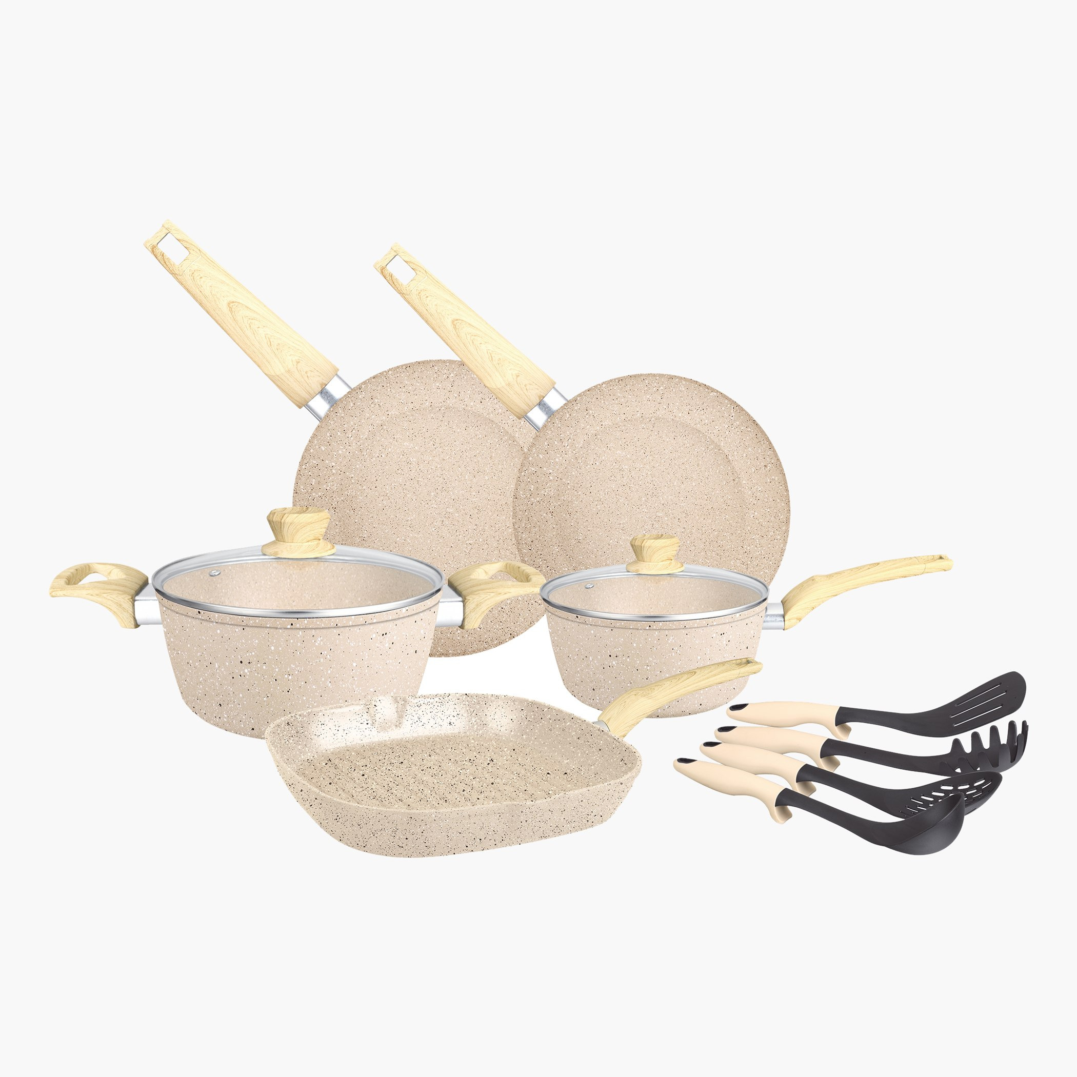 طقم أواني طهي ألومنيوم غير لاصق مطلي بالجرانيت الرخامي 11 قطعة من إنسيا-hbxkitchen-kitchenware-foodpreparation-image-1