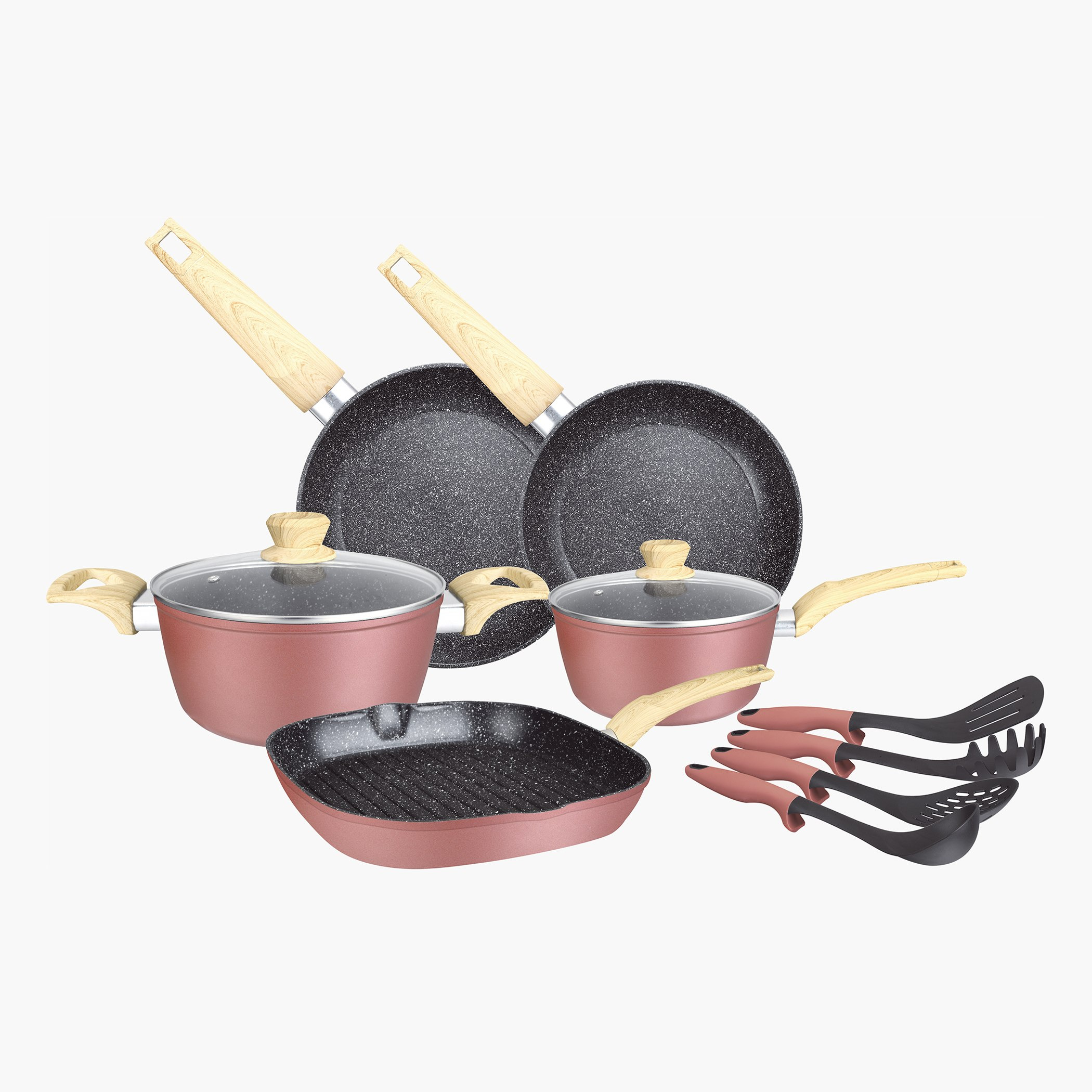 Insiya 11-Piece Granite Marble Coated Aluminium Non-Stick Premium Cookware Set-hbxkitchen-kitchenware-foodpreparation-image-1