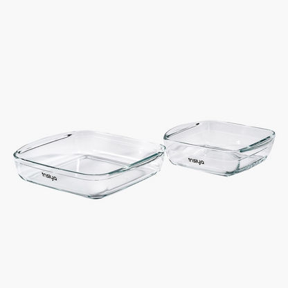 Insiya 2-Piece Rectangular Borosilicate Glass Baking Tray Set