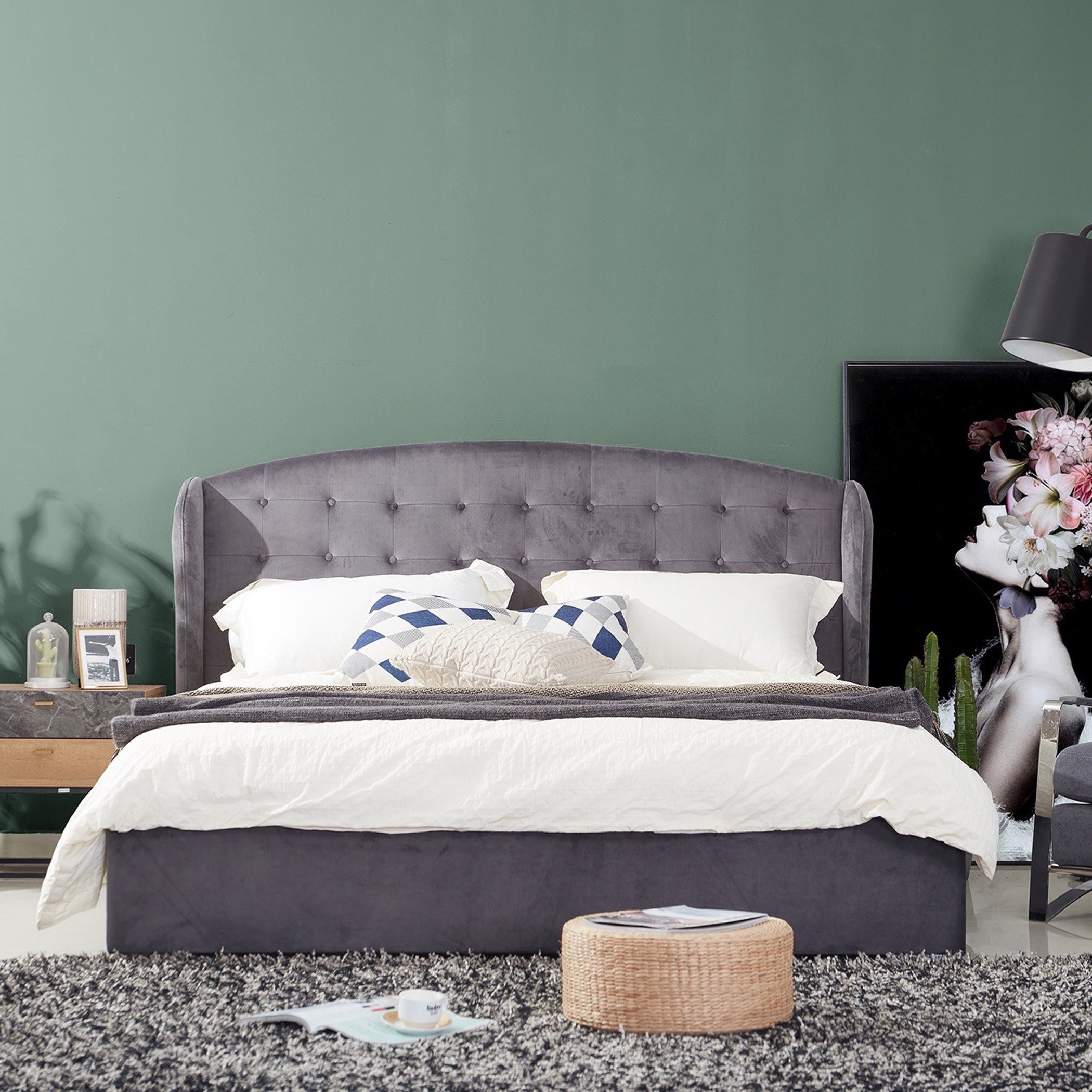 سرير كوين منجّد - وينجو من موڤو - 160x200 سم-hbxbedroom-bedsandbedsets-beds-queen-image-1