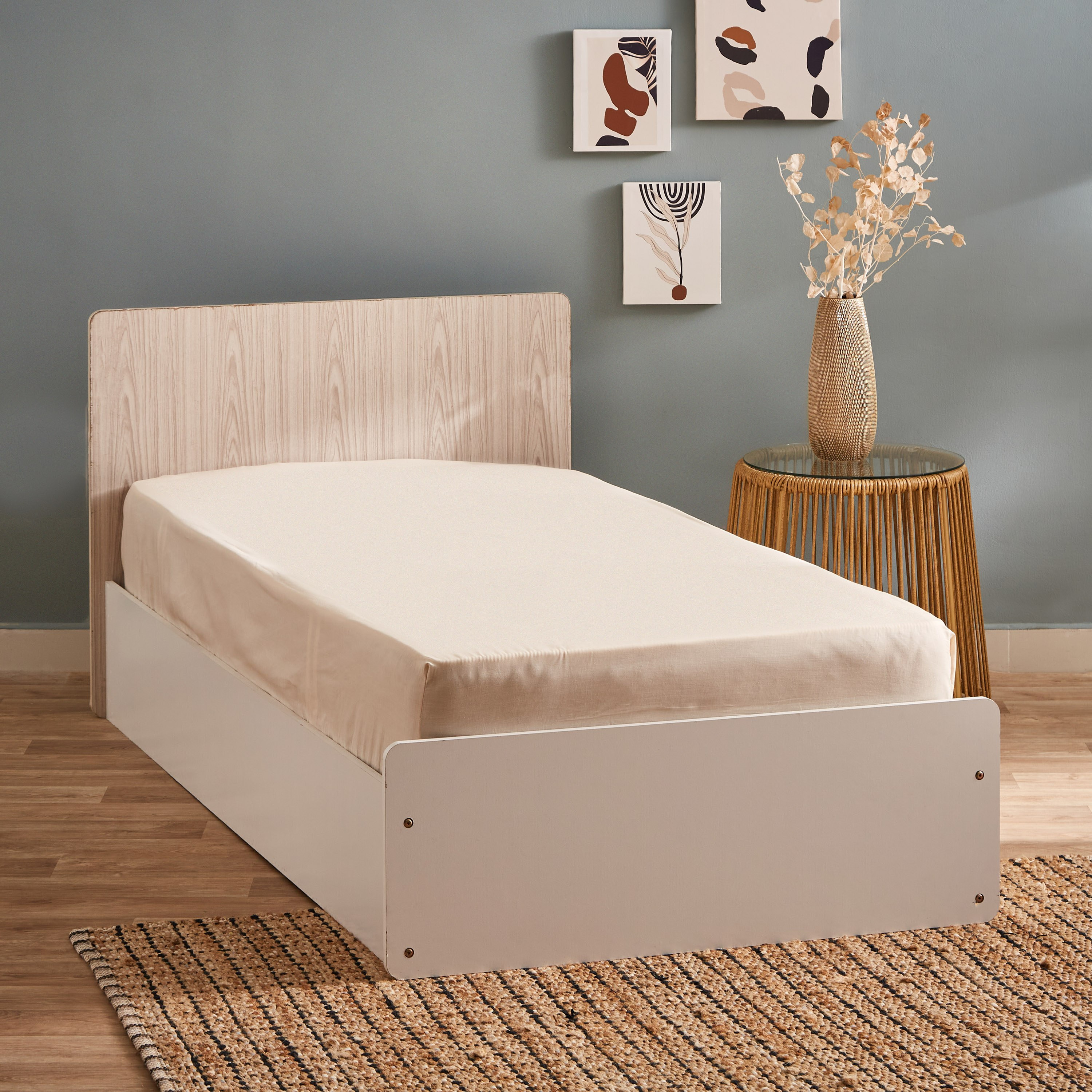 شرشف مطاطي فردي بولي قطن من بريستول - 90x200+25 سم-hbxhomeware-bedding-fittedsheets-image-1
