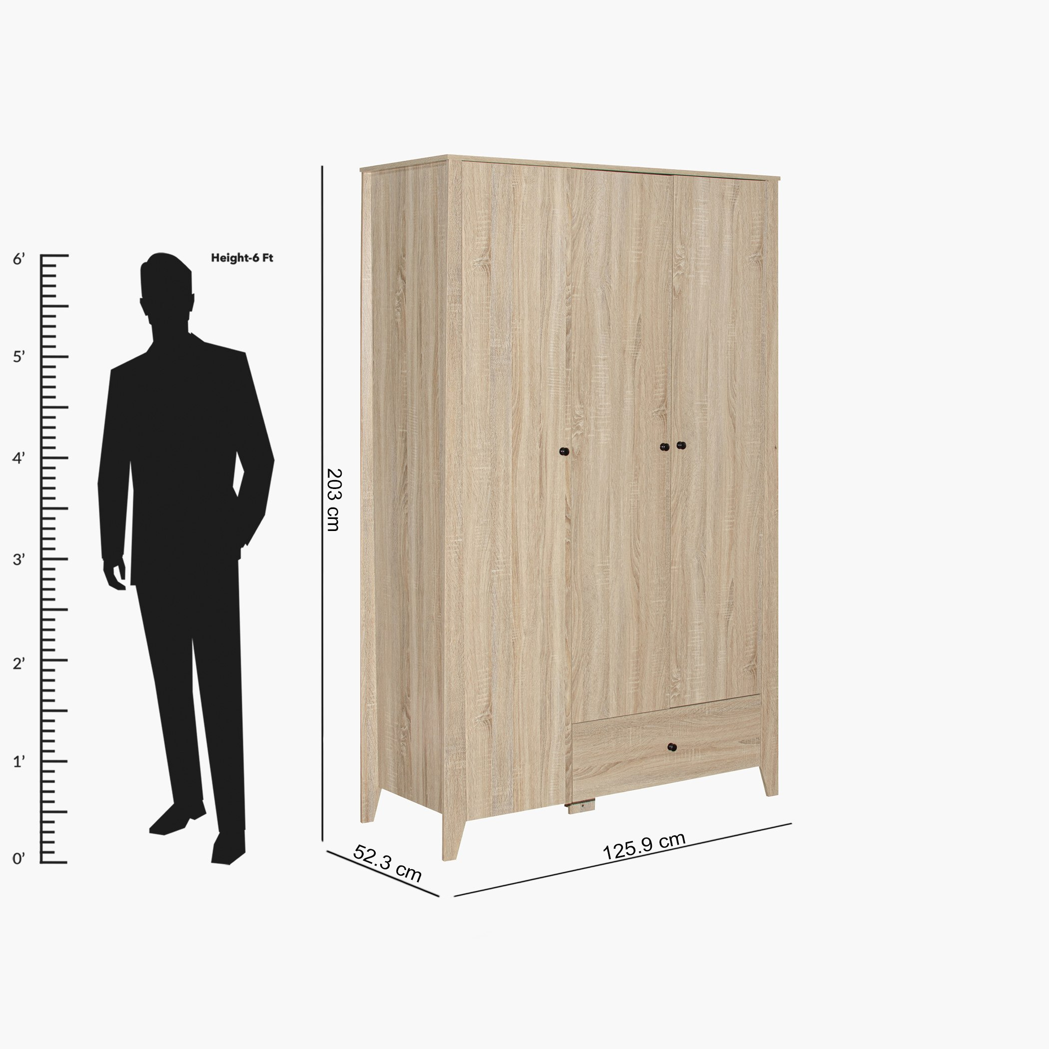 خزانة ملابس 3 أبواب مع درج - آمبرلي من موڤو-hbxfurniture-wardrobes-image-5