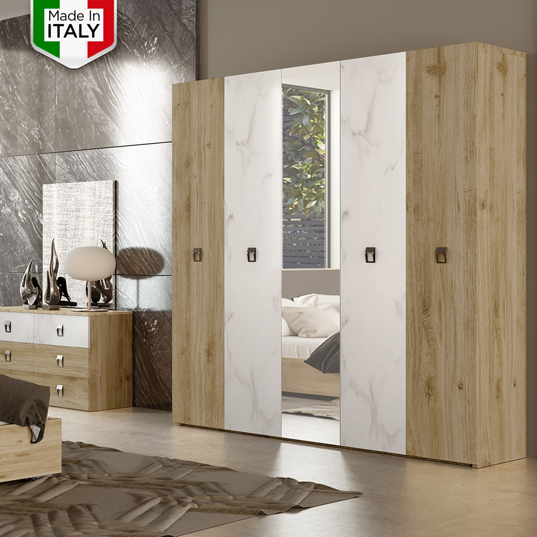 خزانة ملابس 5 أبواب ومرآة من ألينو-hbxfurniture-wardrobes-image-1