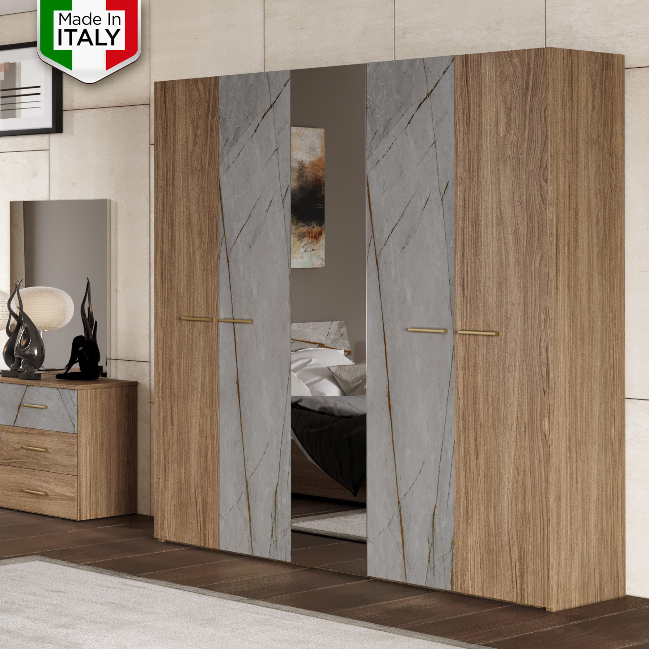 Shop Vero 5-Door Wardrobe with Mirror Online | Homebox Saudi