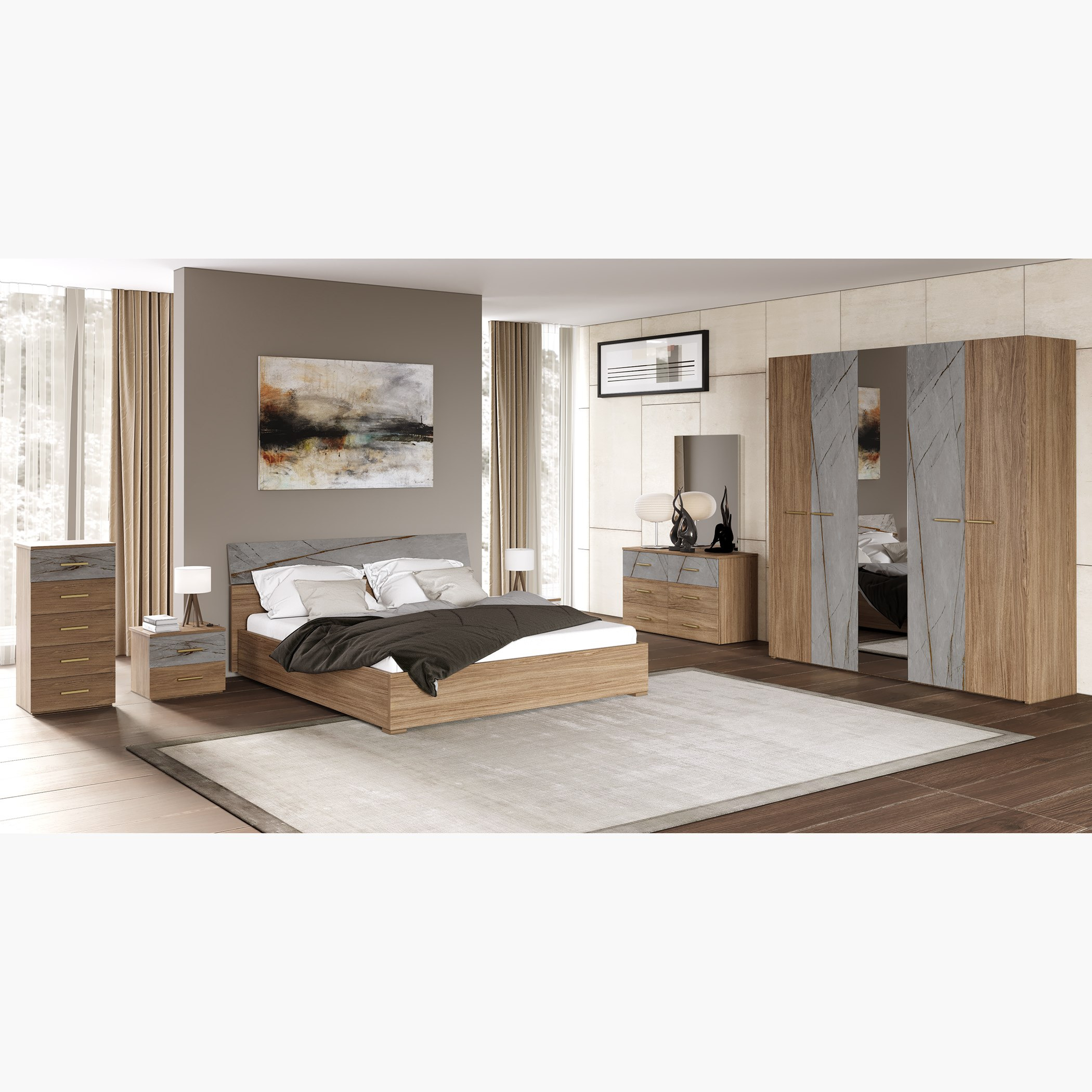 خزانة ملابس 5 أبواب ومرآة من فيرو-hbxfurniture-wardrobes-image-4