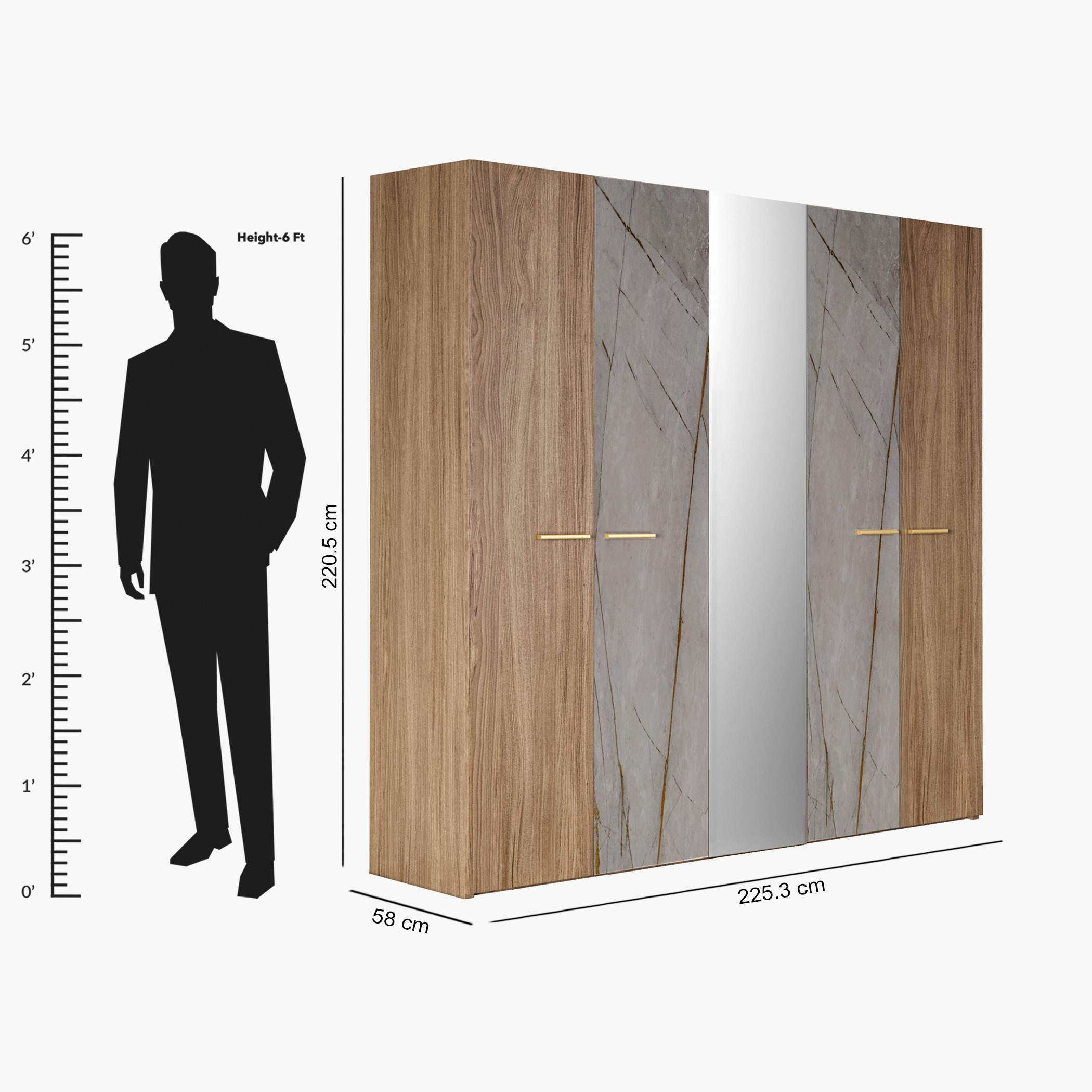 خزانة ملابس 5 أبواب ومرآة من فيرو-hbxfurniture-wardrobes-image-6