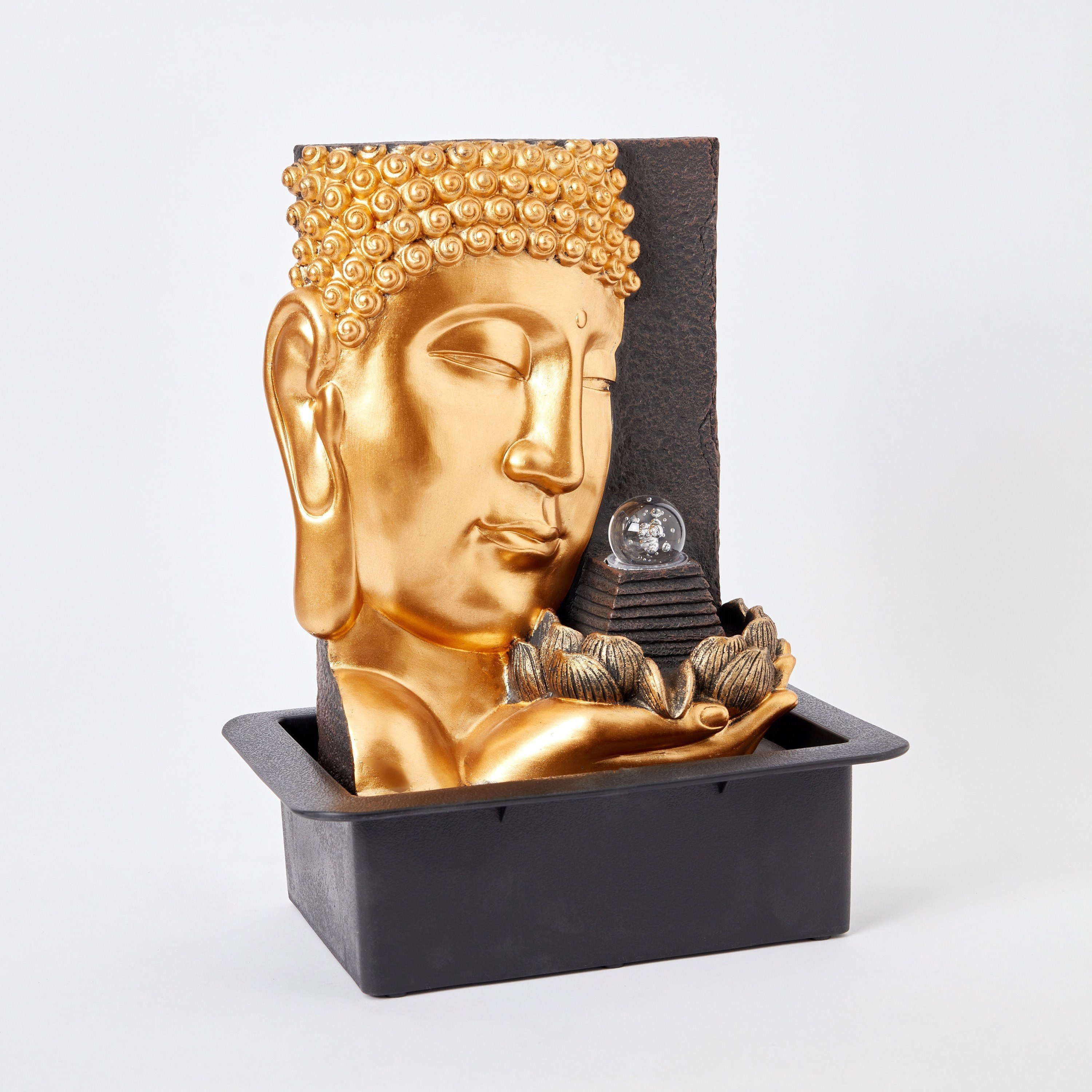 نافورة بوذا مع كرة وإضاءة ملونة - 30x22x39 سم-hbxhomeware-hbxdecorandfurnishings-image-6