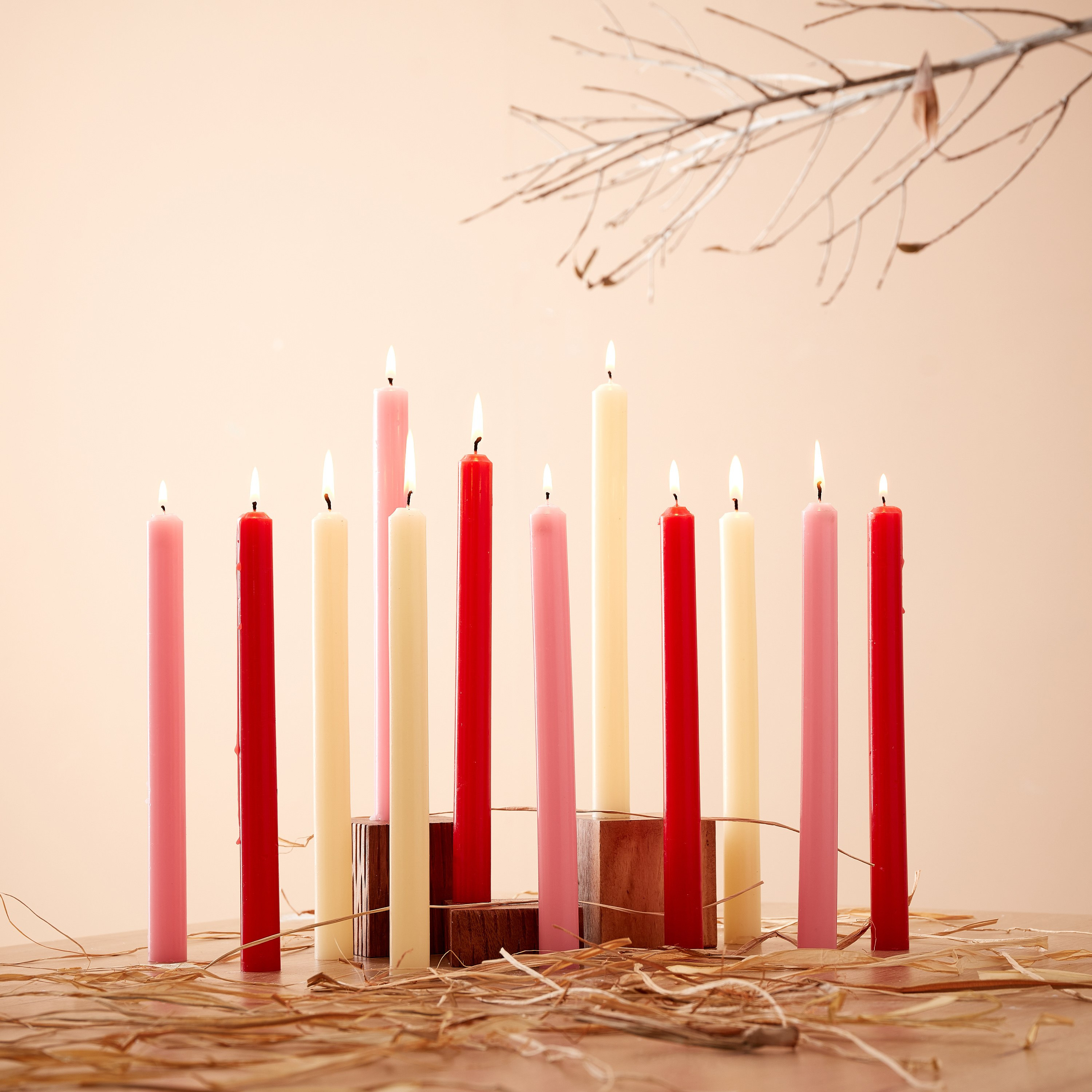 Mia 4-Piece Strawberry Taper Candle Set - 25 cm-hbxhomeware-hbxdecorandfurnishings-image-4