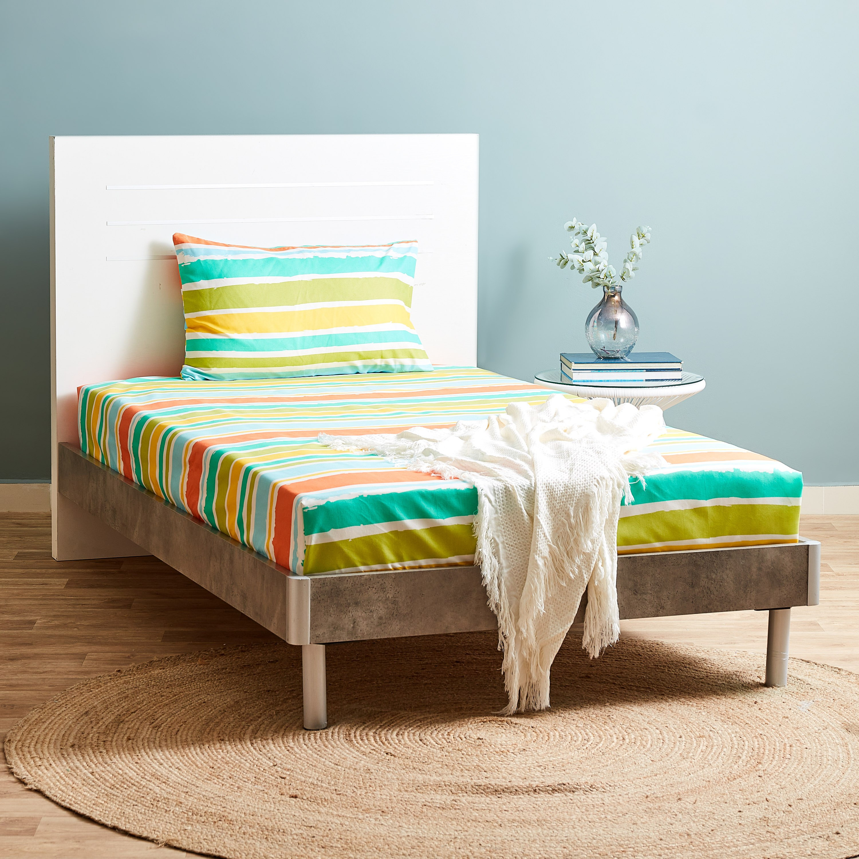 طقم شرشف مسطّح مزدوج من الألياف الدقيقة من نورا - 160x240 سم-hbxhomeware-hbxkidsandyouth-image-7